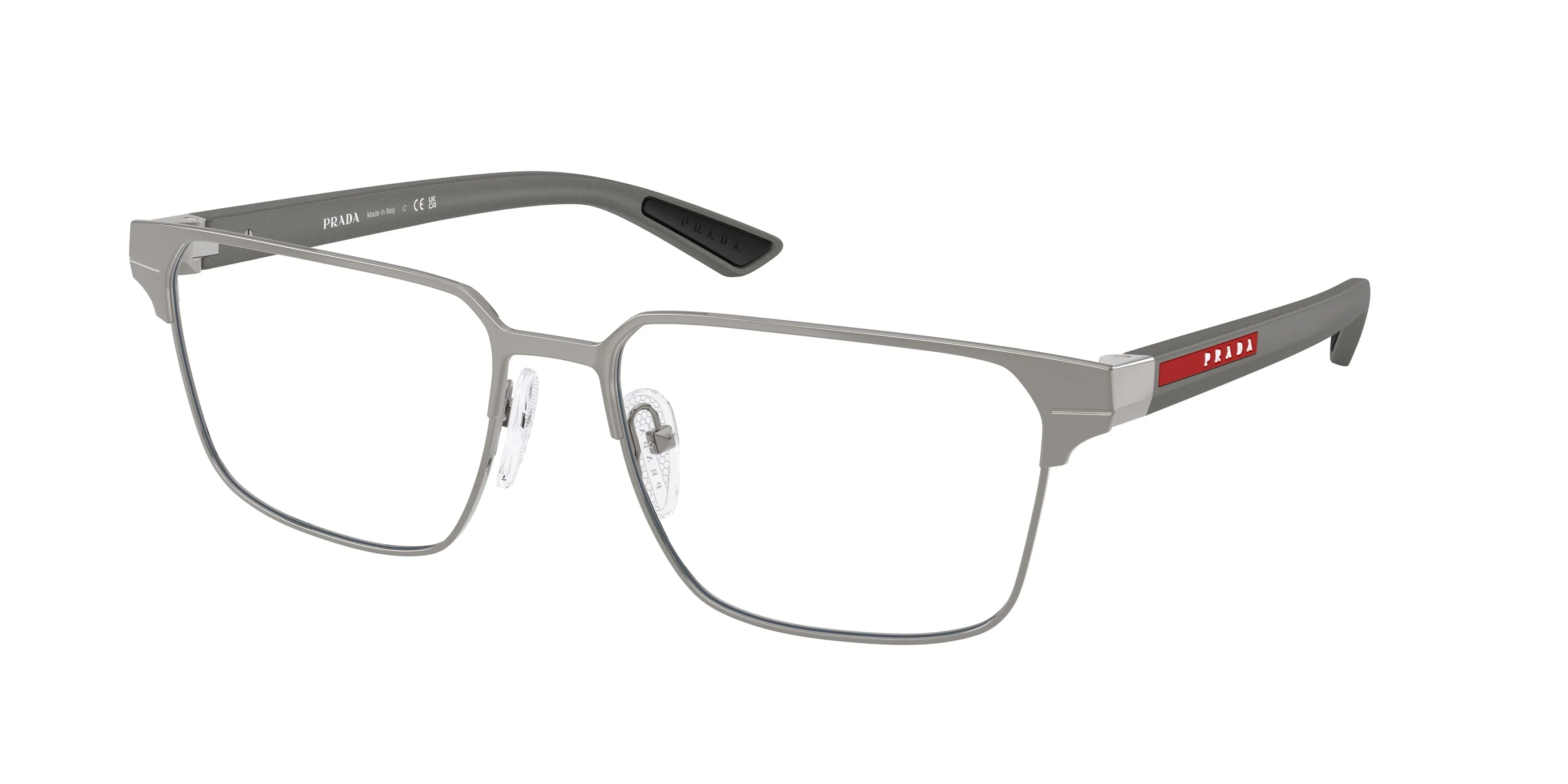 Prada Linea Rossa PS 50TV 5AV1O1 Montature da vista Metallo Grigio Trasparente Squadrata Normale - immagine 1