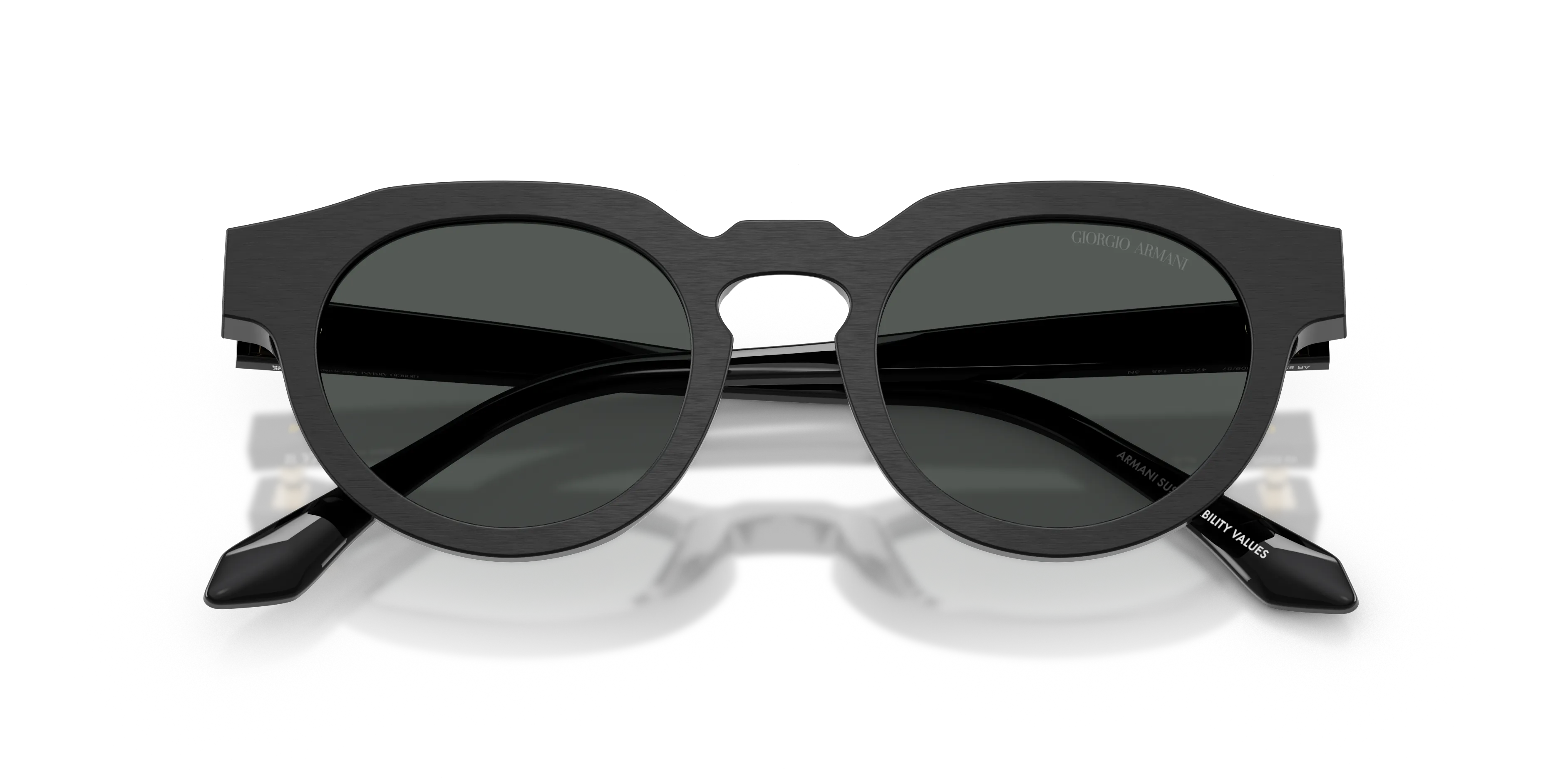 Giorgio Armani AR8255U 500987 Occhiali da sole Acetato Nero Grigio Rotonda Normale - immagine 2