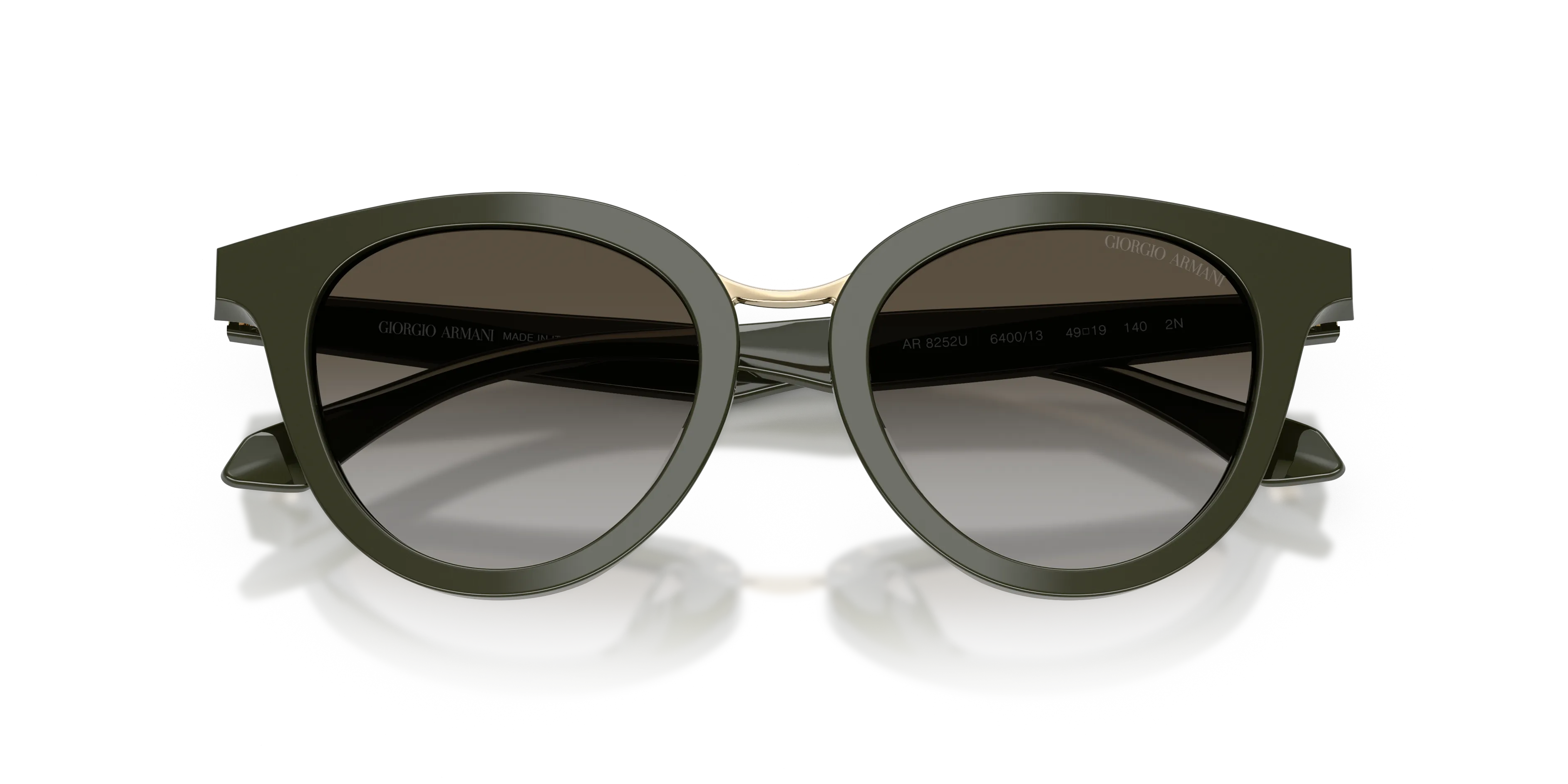 Giorgio Armani AR8252U 640013 Occhiali da sole Acetato Verde Grigio Rotonda Normale Sfumato - immagine 2