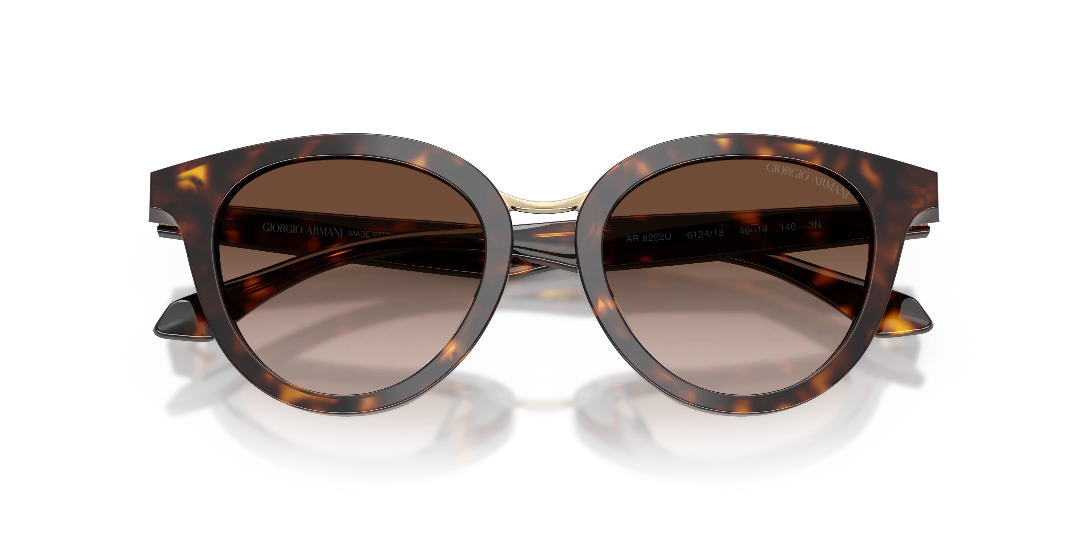 Giorgio Armani AR8252U 612413 Occhiali da sole Acetato Tartaruga Marrone Rotonda Normale Sfumato - immagine 2