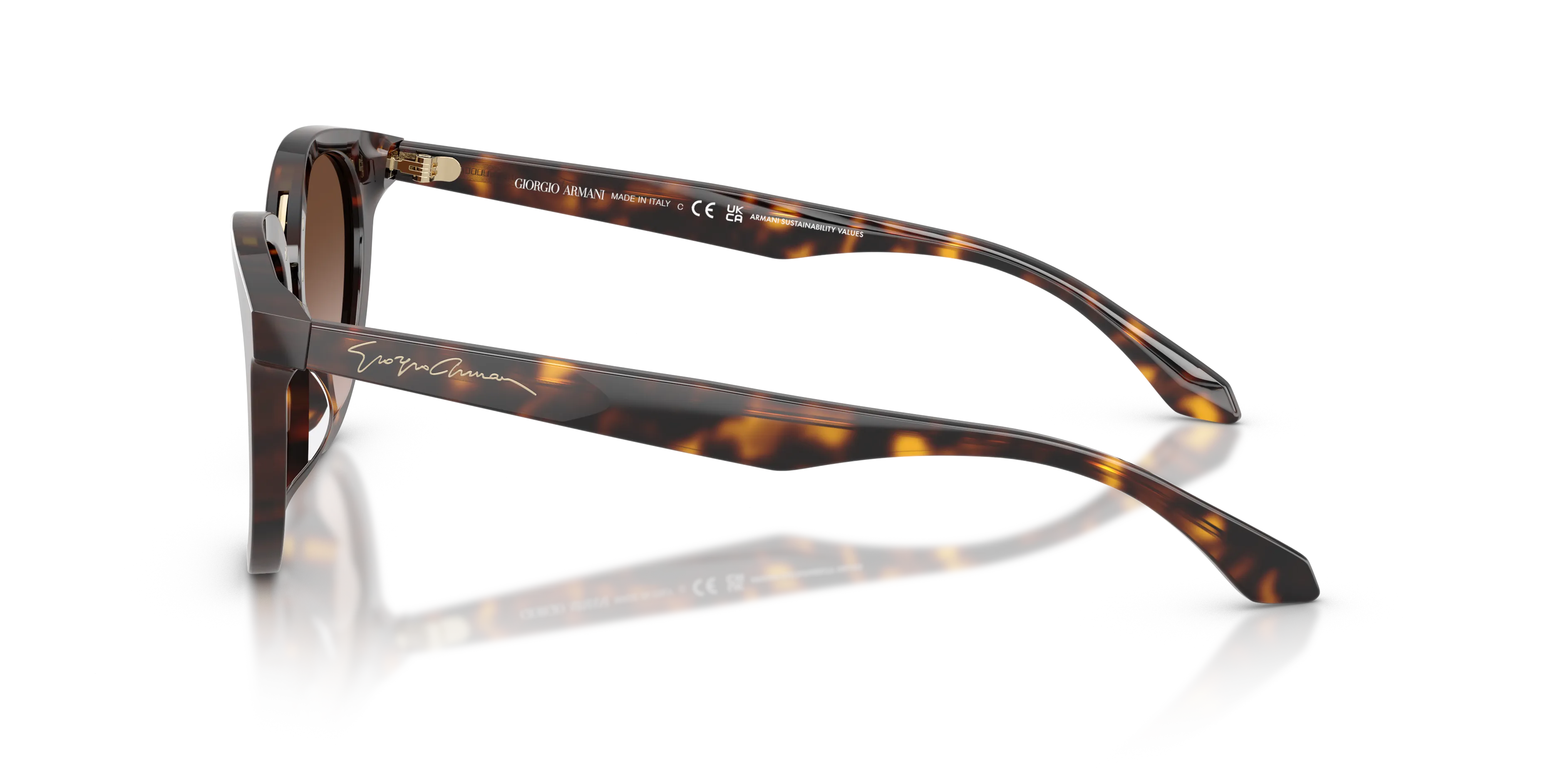 Giorgio Armani AR8252U 612413 Occhiali da sole Acetato Tartaruga Marrone Rotonda Normale Sfumato - immagine 4