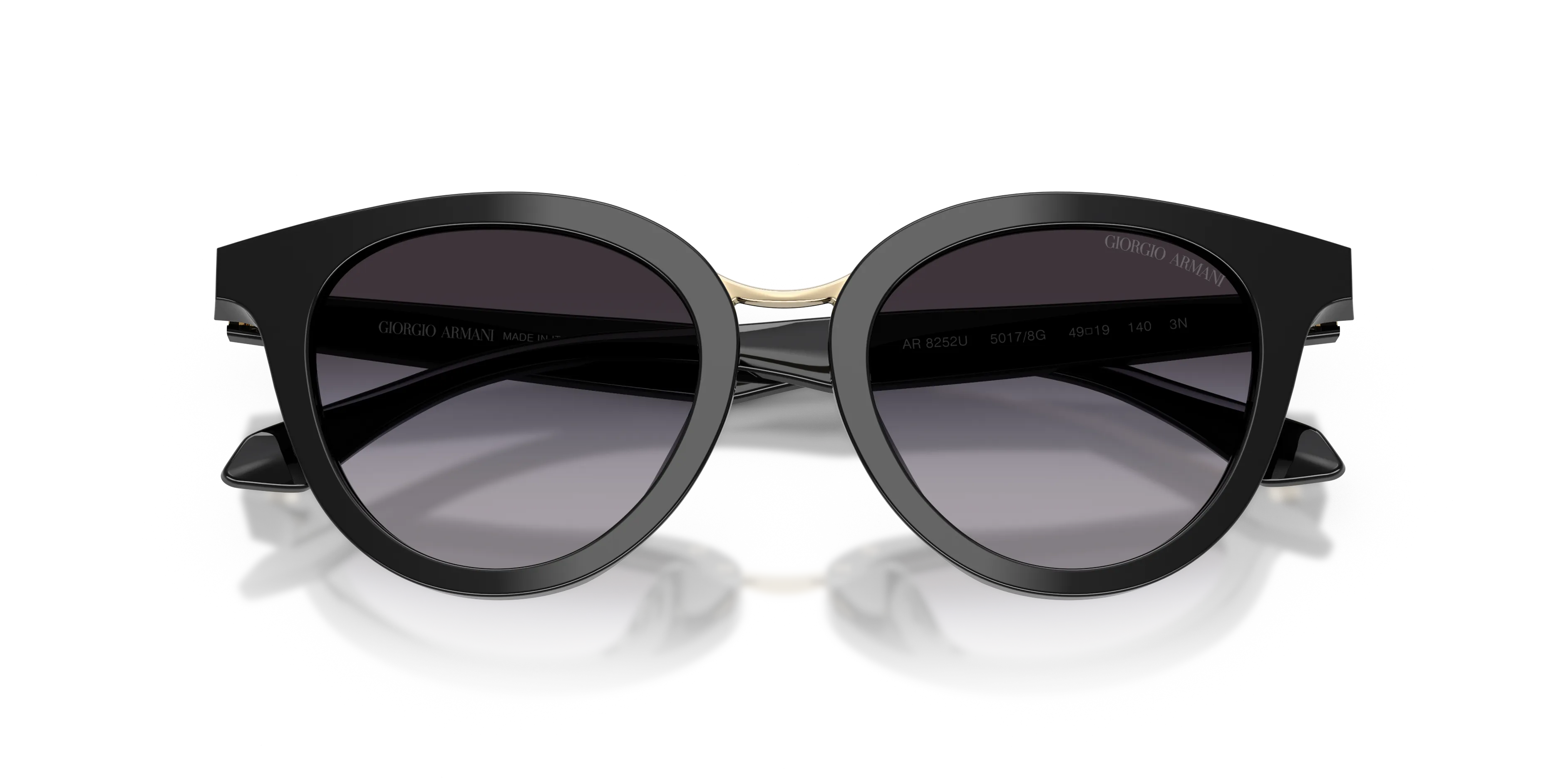 Giorgio Armani AR8252U 50178G Occhiali da sole Acetato Nero Grigio Rotonda Normale Sfumato - immagine 2