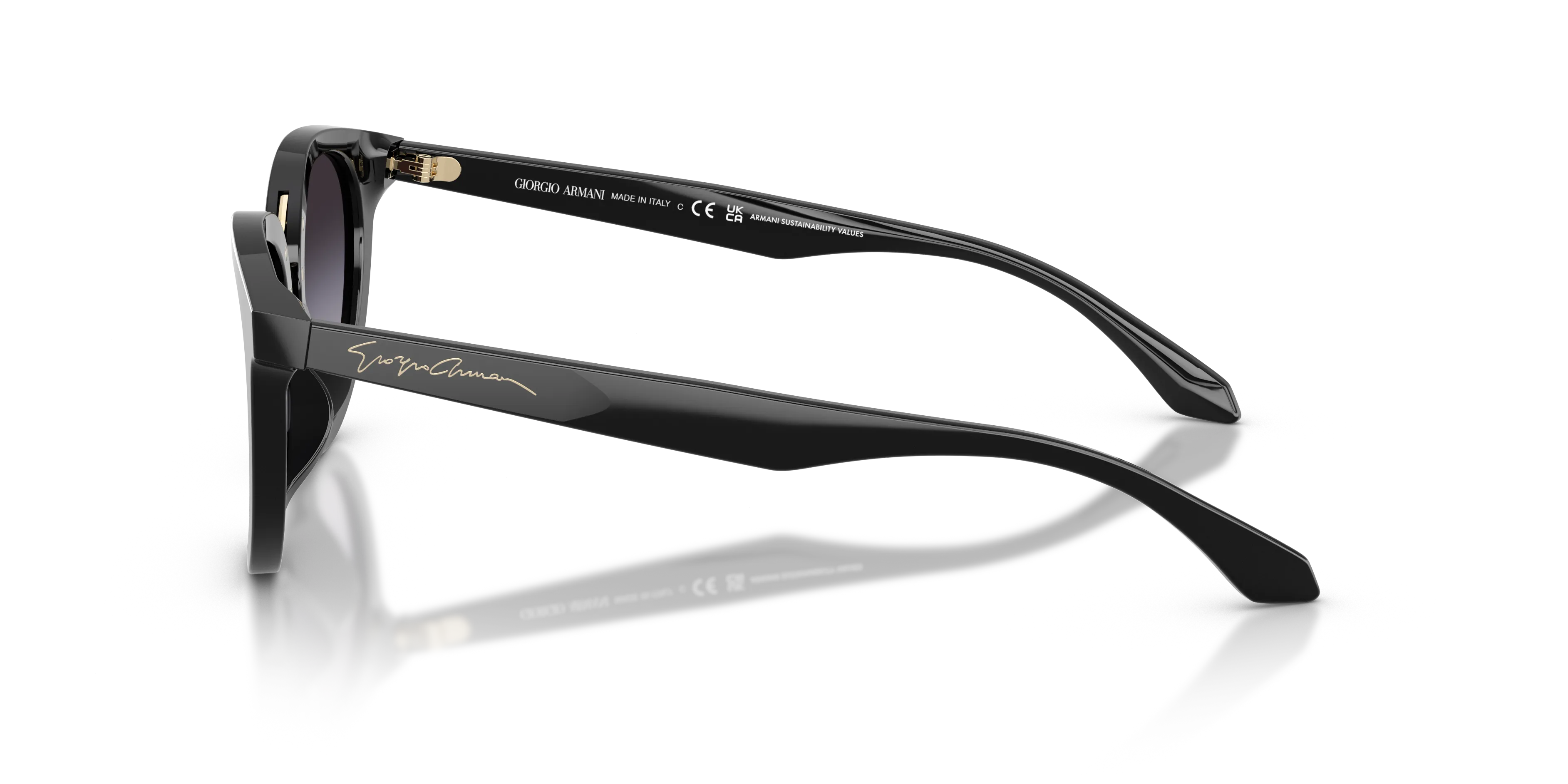 Giorgio Armani AR8252U 50178G Occhiali da sole Acetato Nero Grigio Rotonda Normale Sfumato - immagine 4