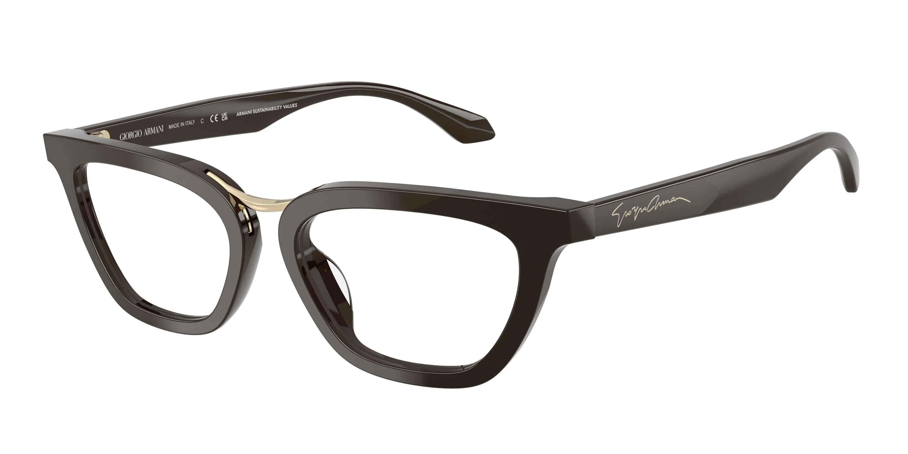 Giorgio Armani AR7290U 6398 Montature da vista Acetato Marrone Trasparente Farfalla Normale - immagine 1