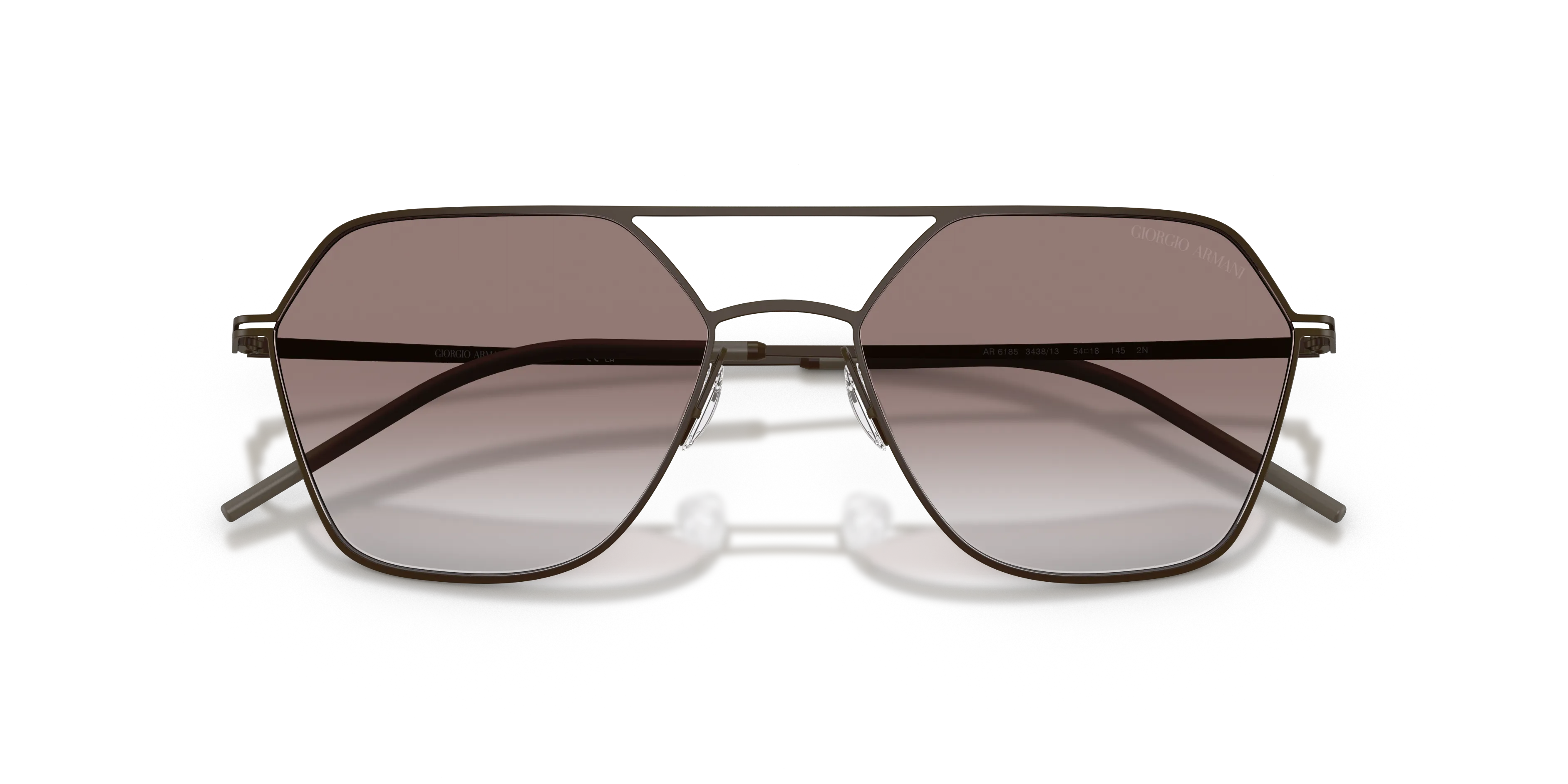 Giorgio Armani AR6185 343813 Occhiali da sole Metallo Marrone Marrone Squadrata Normale Sfumato - immagine 2