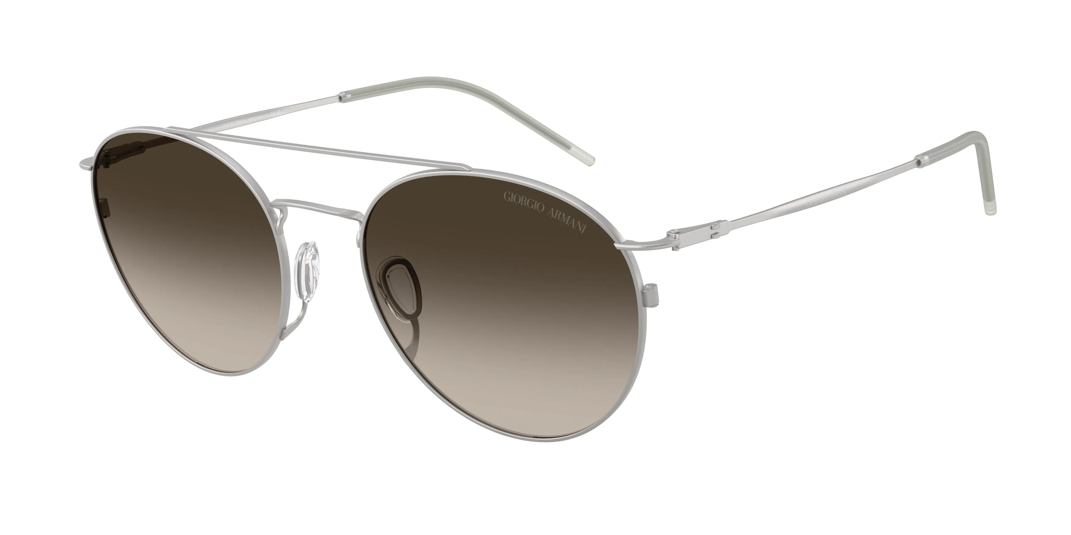 Giorgio Armani AR6183 304513 Occhiali da sole Metallo Argento Marrone Rotonda Normale Sfumato - immagine 1