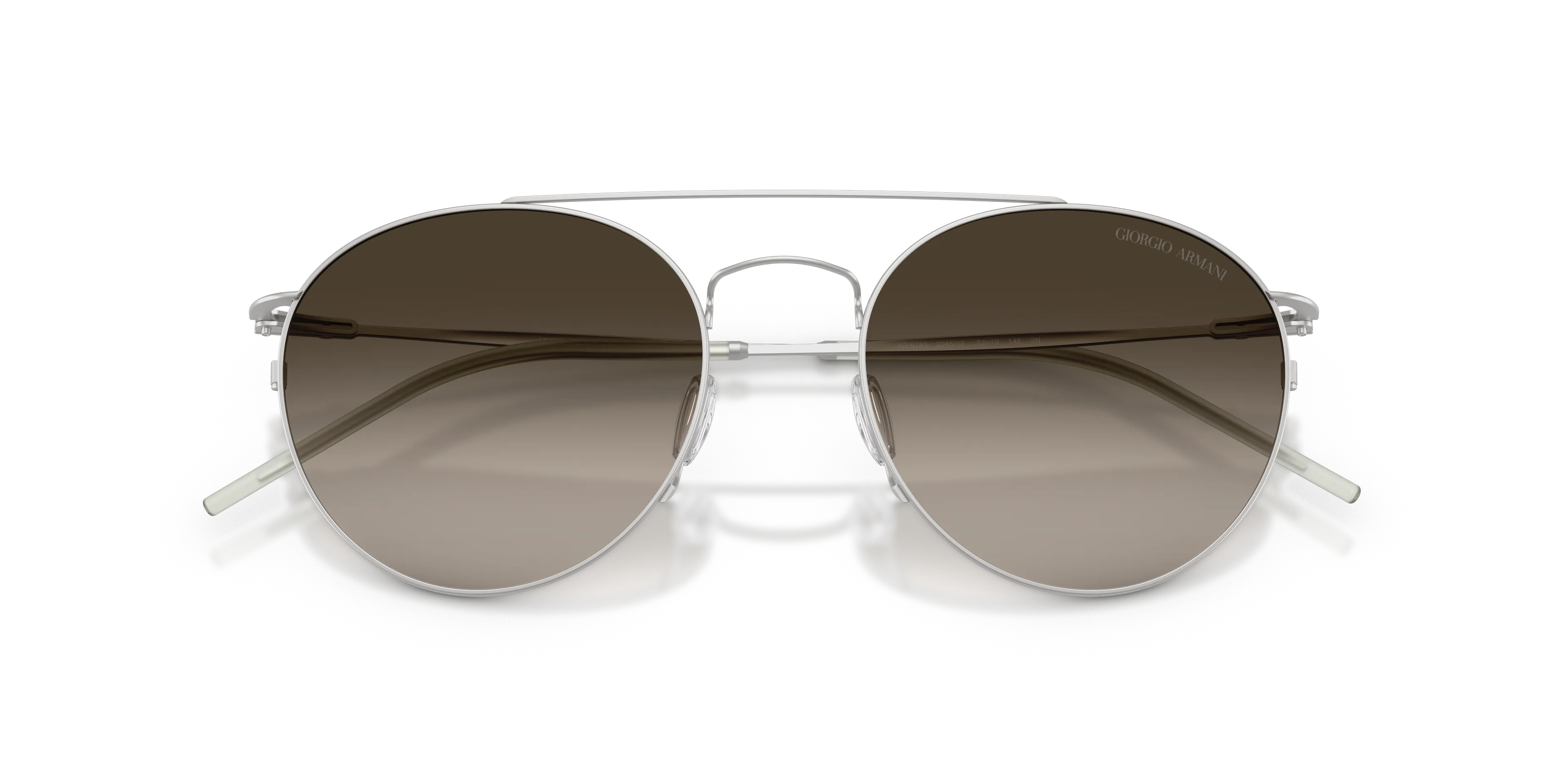 Giorgio Armani AR6183 304513 Occhiali da sole Metallo Argento Marrone Rotonda Normale Sfumato - immagine 2