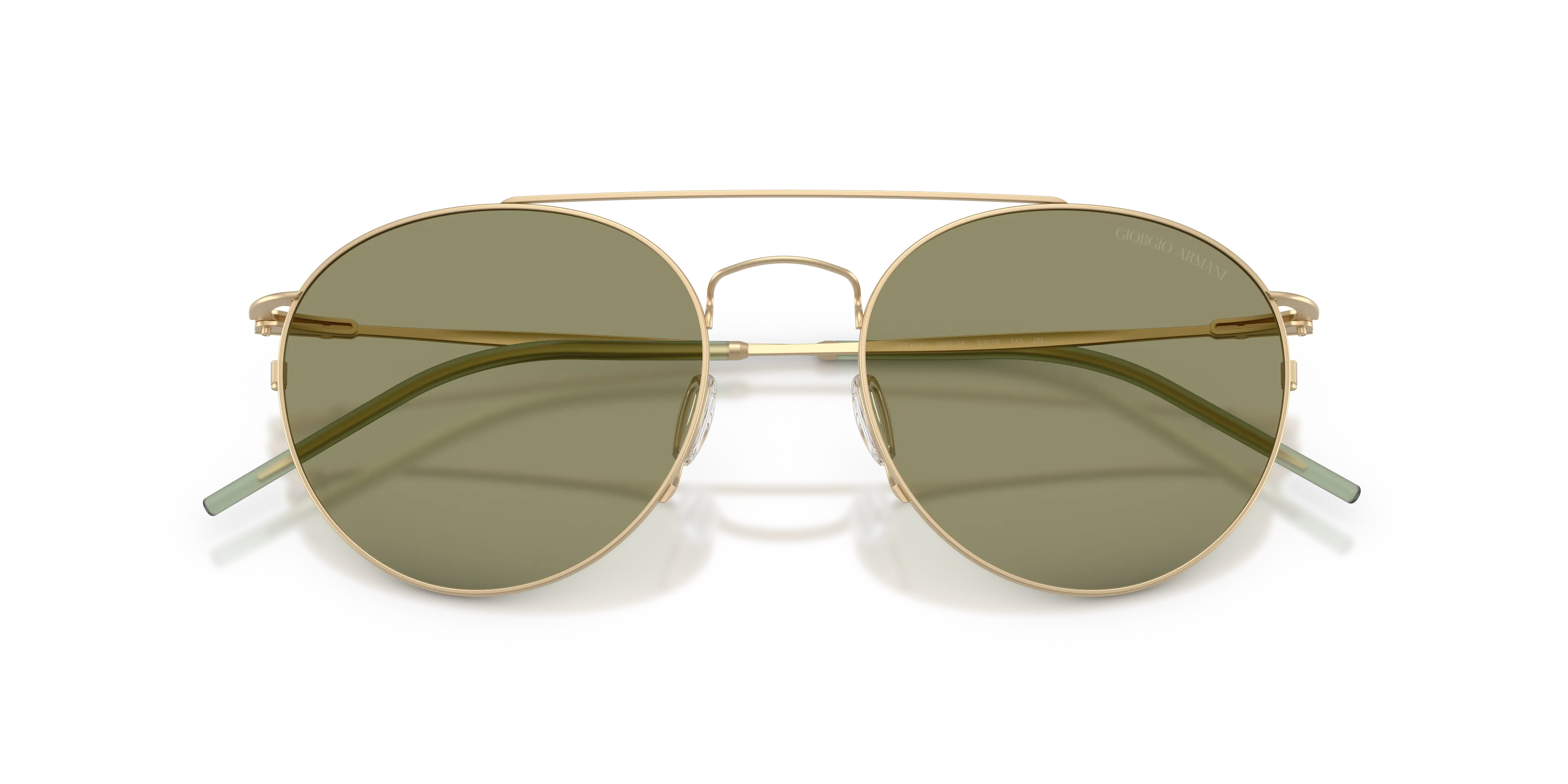 Giorgio Armani AR6183 30022A Occhiali da sole Metallo Oro Verde Rotonda Normale - immagine 2