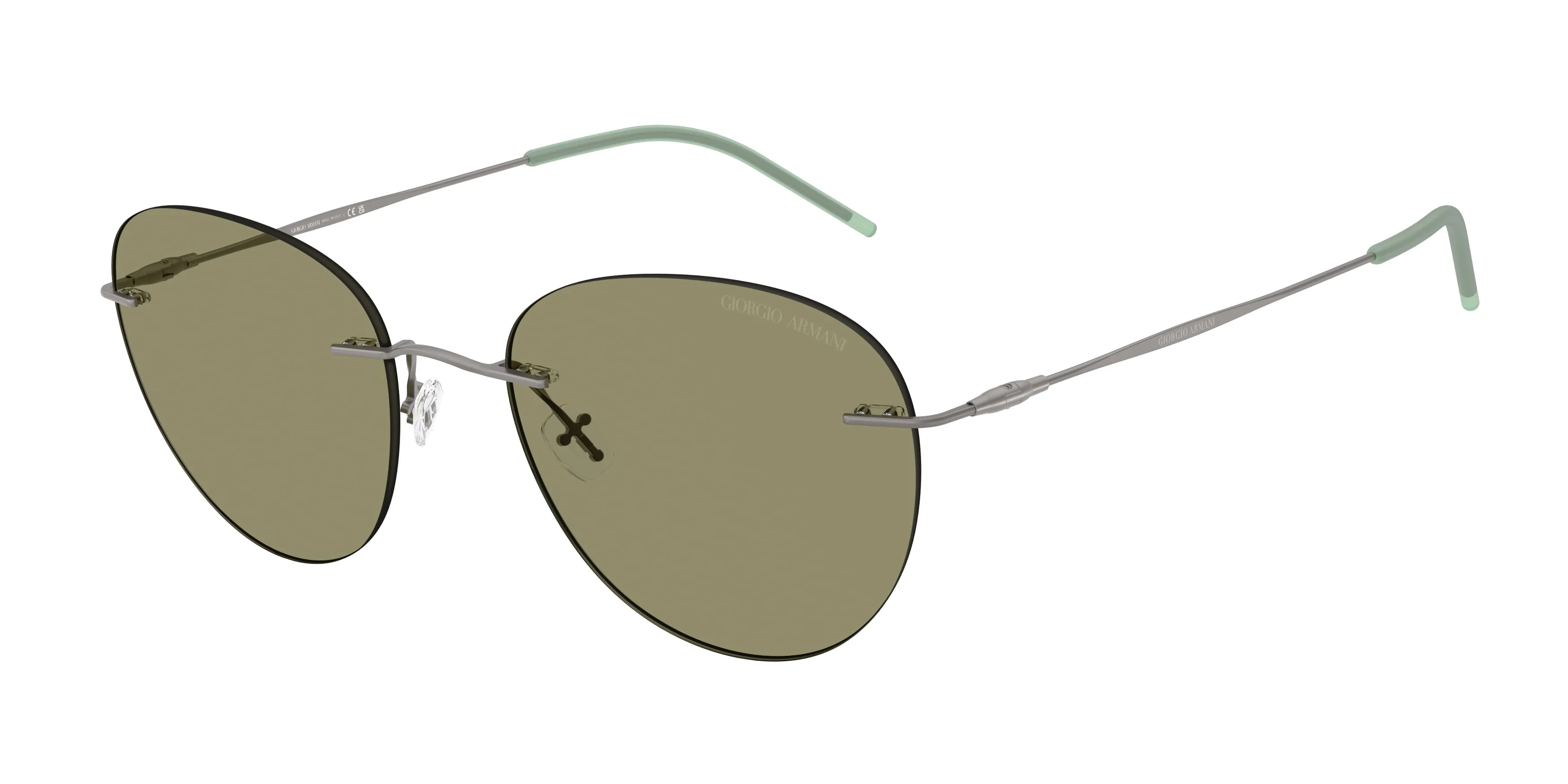 Giorgio Armani AR6182 300314 Occhiali da sole Metallo Grigio Verde Rotonda Normale - immagine 1
