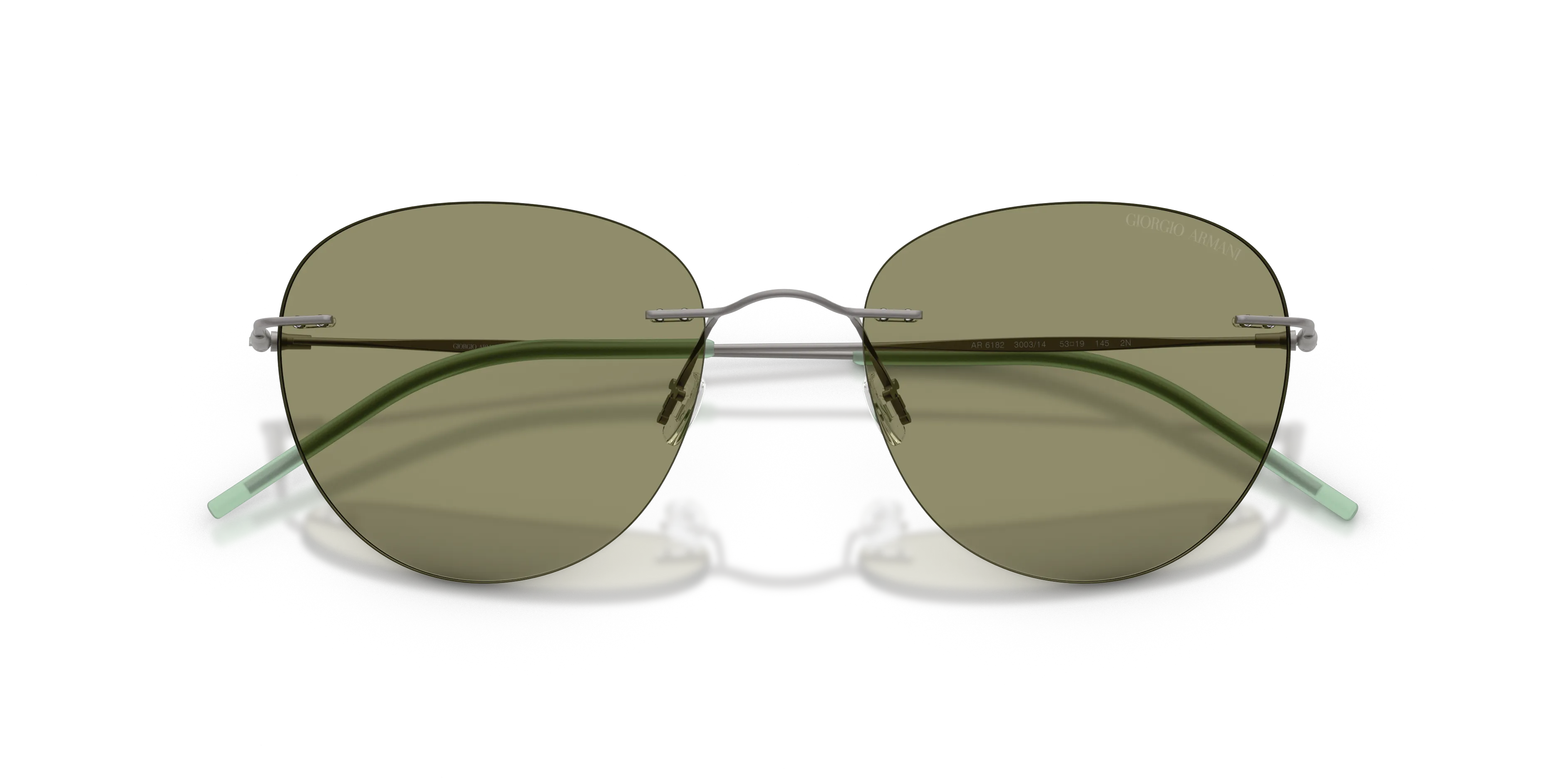 Giorgio Armani AR6182 300314 Occhiali da sole Metallo Grigio Verde Rotonda Normale - immagine 2