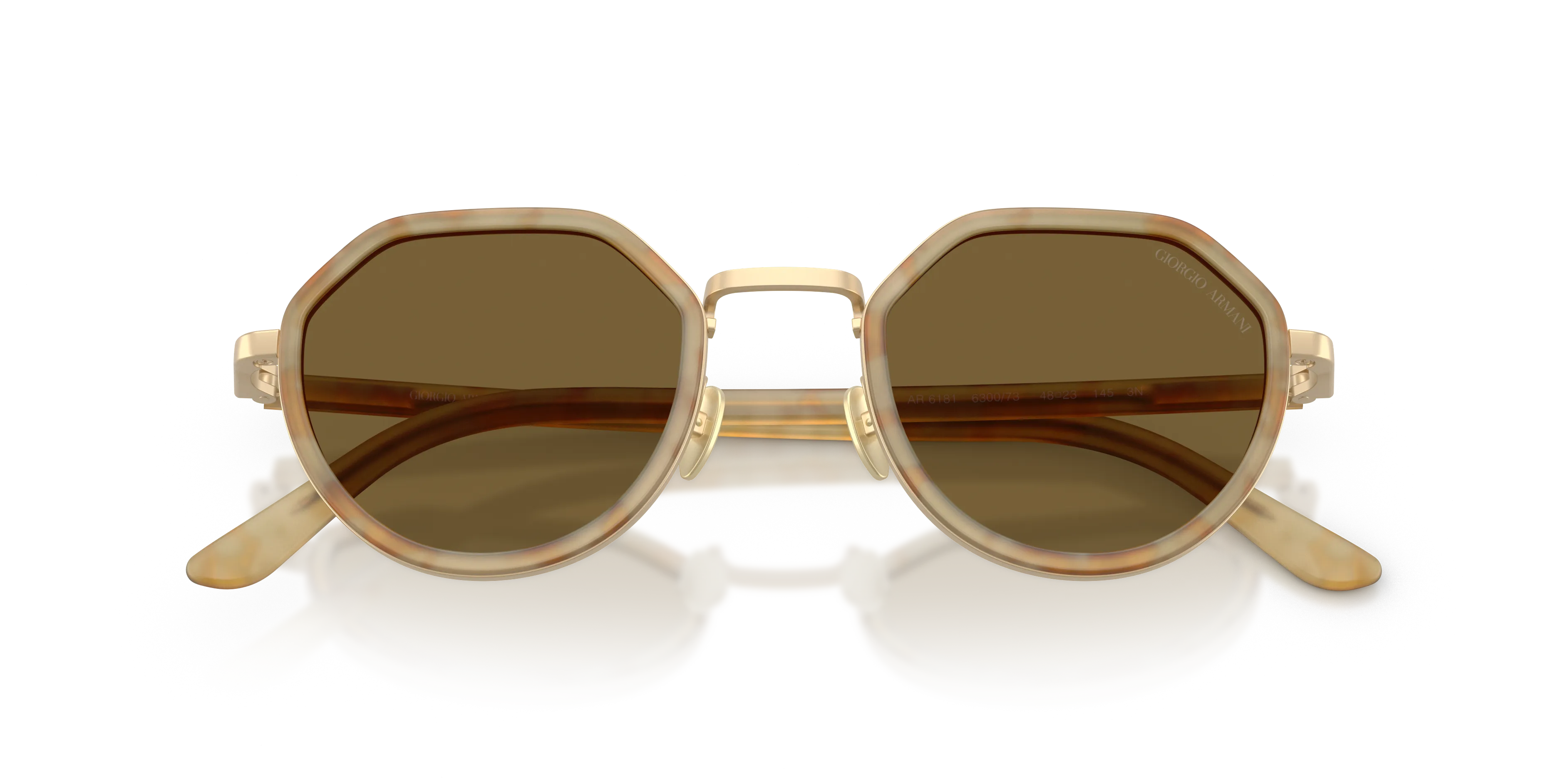 Giorgio Armani AR6181 630073 Occhiali da sole Metallo Tartaruga Marrone Rotonda Normale - immagine 2