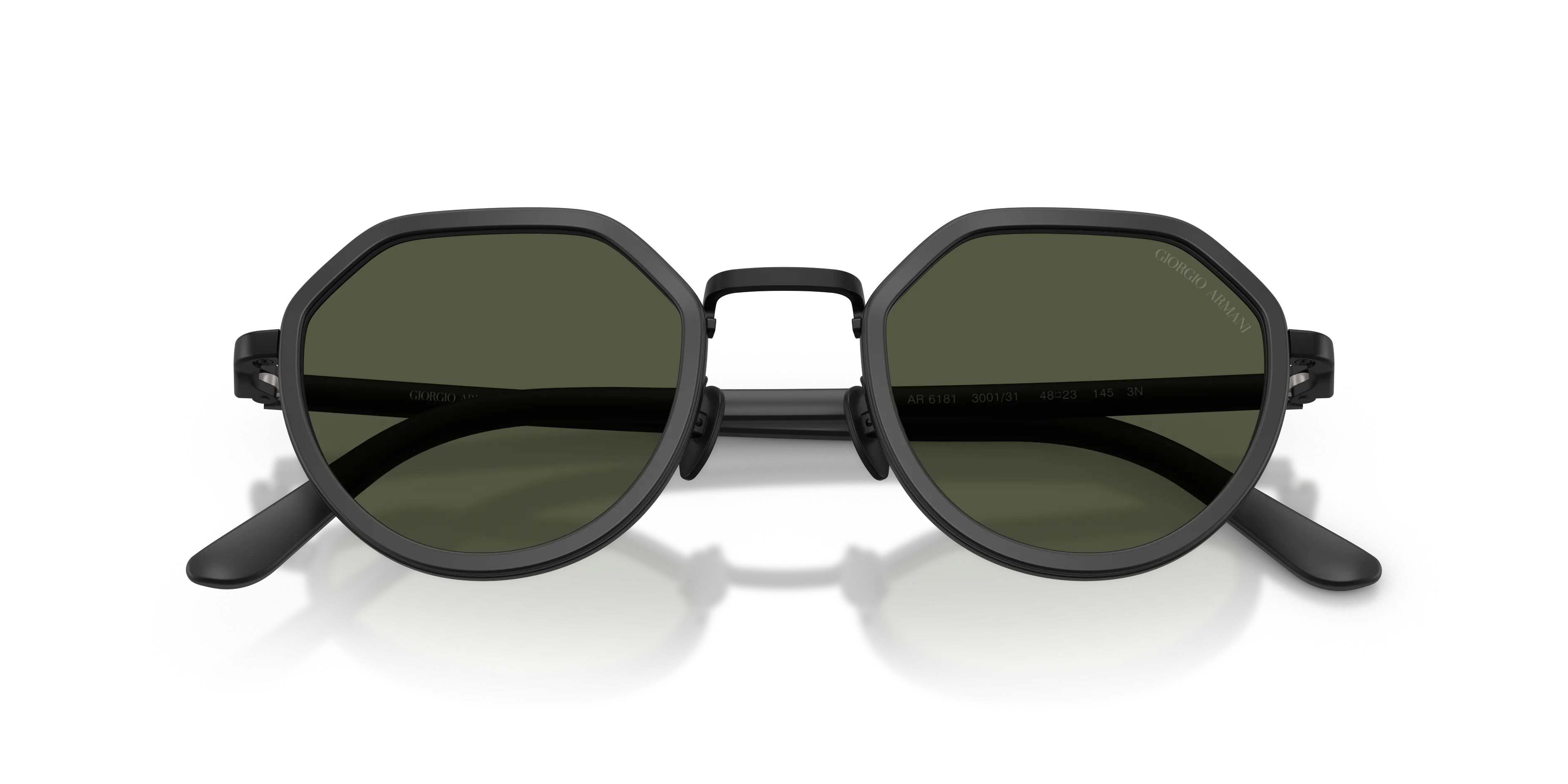Giorgio Armani AR6181 300131 Occhiali da sole Metallo Nero Verde Rotonda Normale - immagine 2