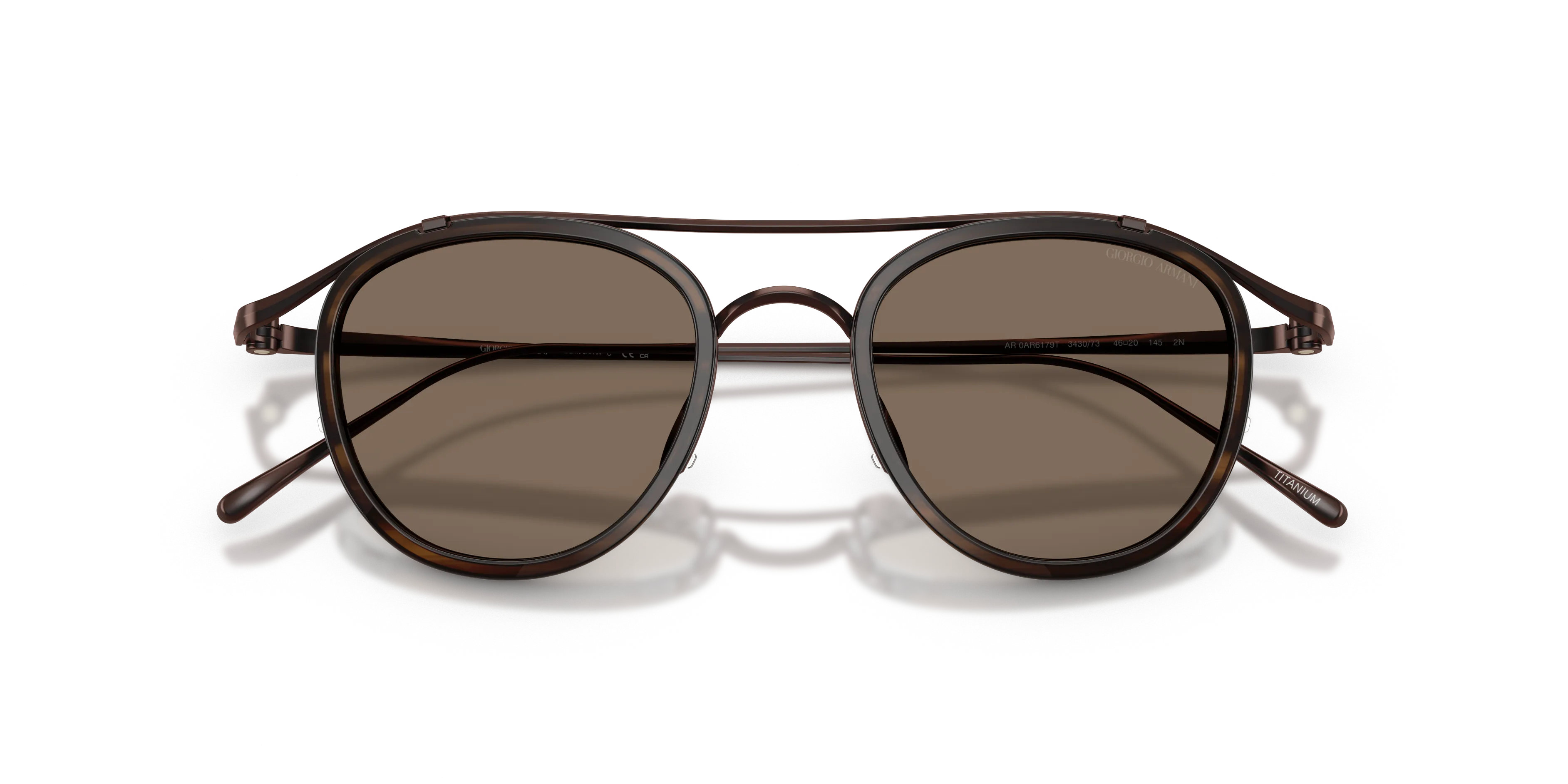 Giorgio Armani AR6179T 343073 Occhiali da sole Titanio Marrone Marrone Pantos Normale - immagine 2