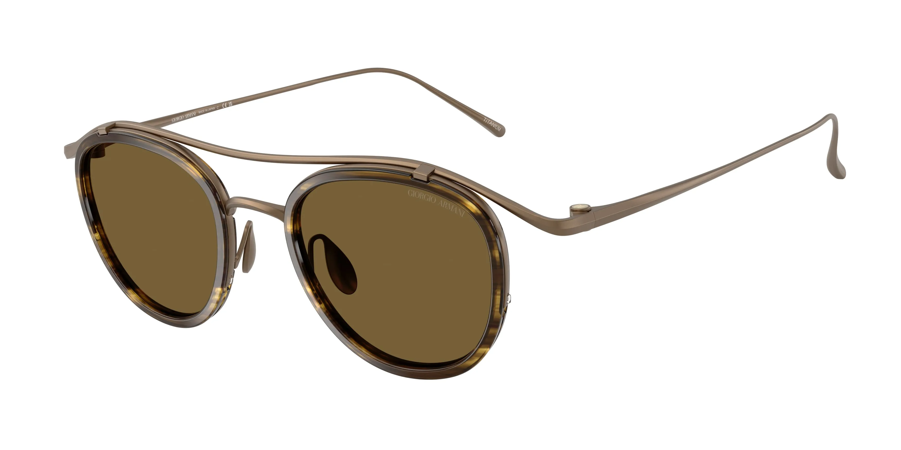 Giorgio Armani AR6179T 342973 Occhiali da sole Titanio Oro Marrone Pantos Normale - immagine 1