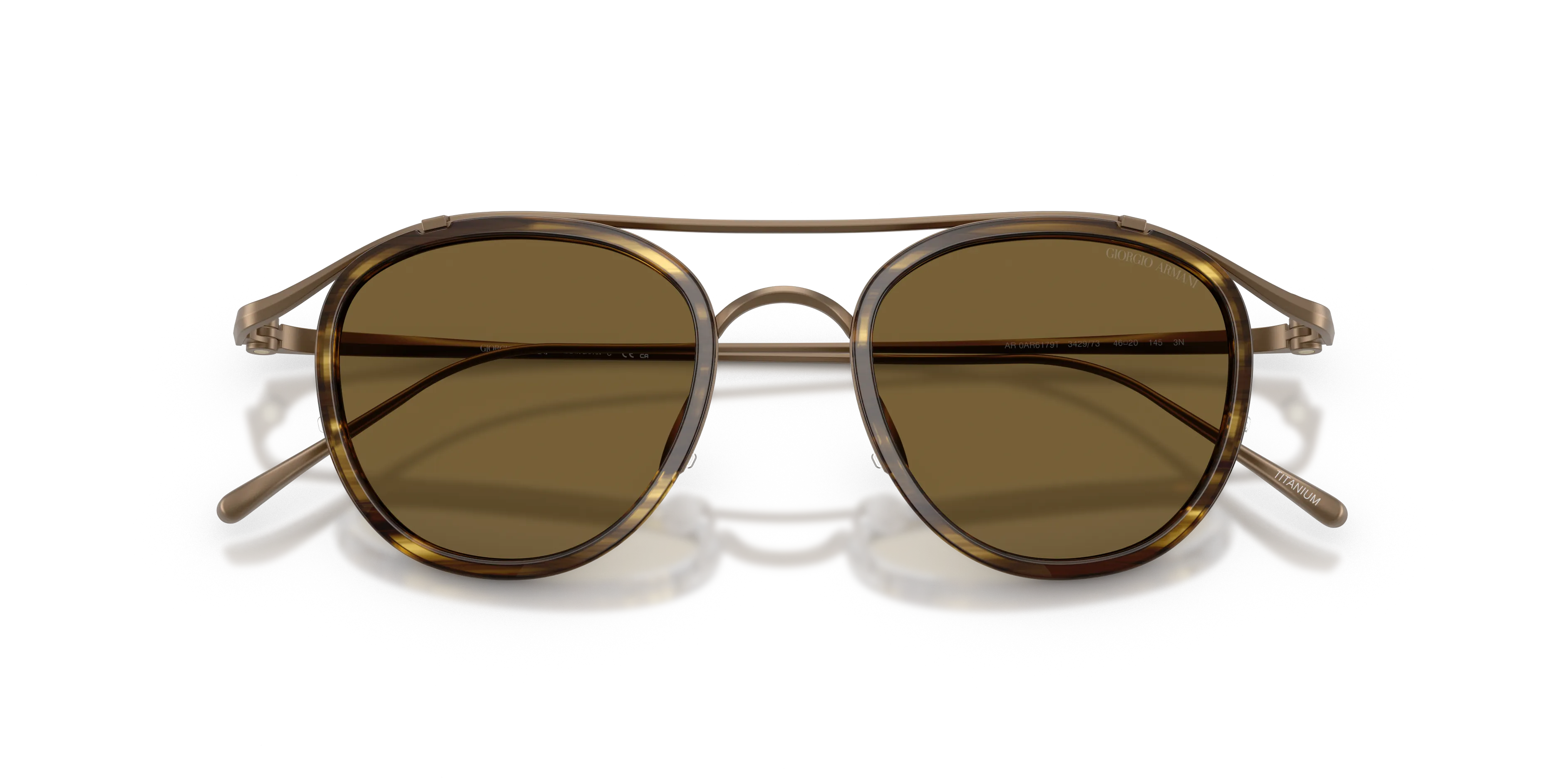 Giorgio Armani AR6179T 342973 Occhiali da sole Titanio Oro Marrone Pantos Normale - immagine 2
