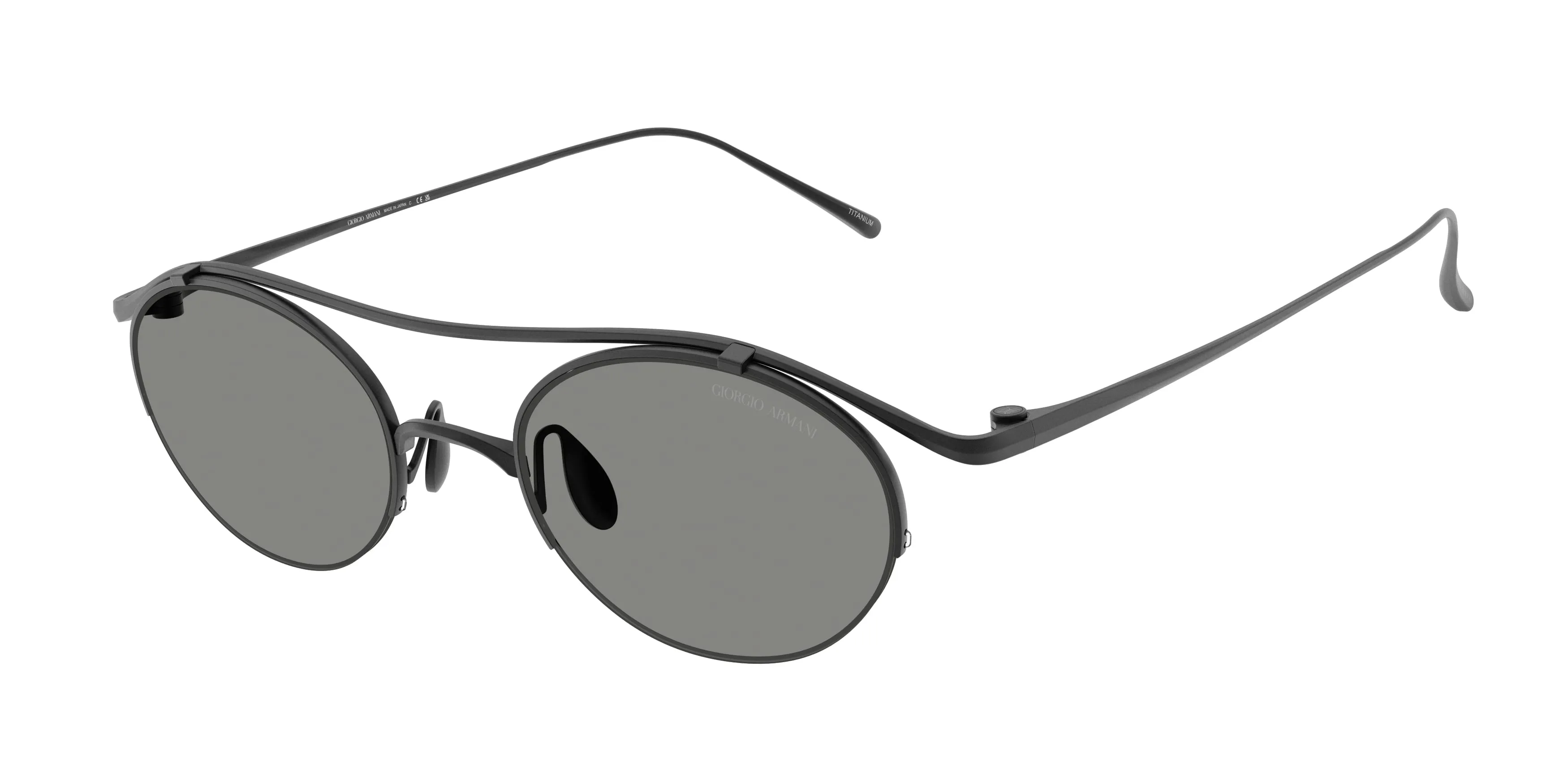 Giorgio Armani AR6172T 340487 Occhiali da sole Titanio Nero Grigio Rotonda Normale - immagine 1