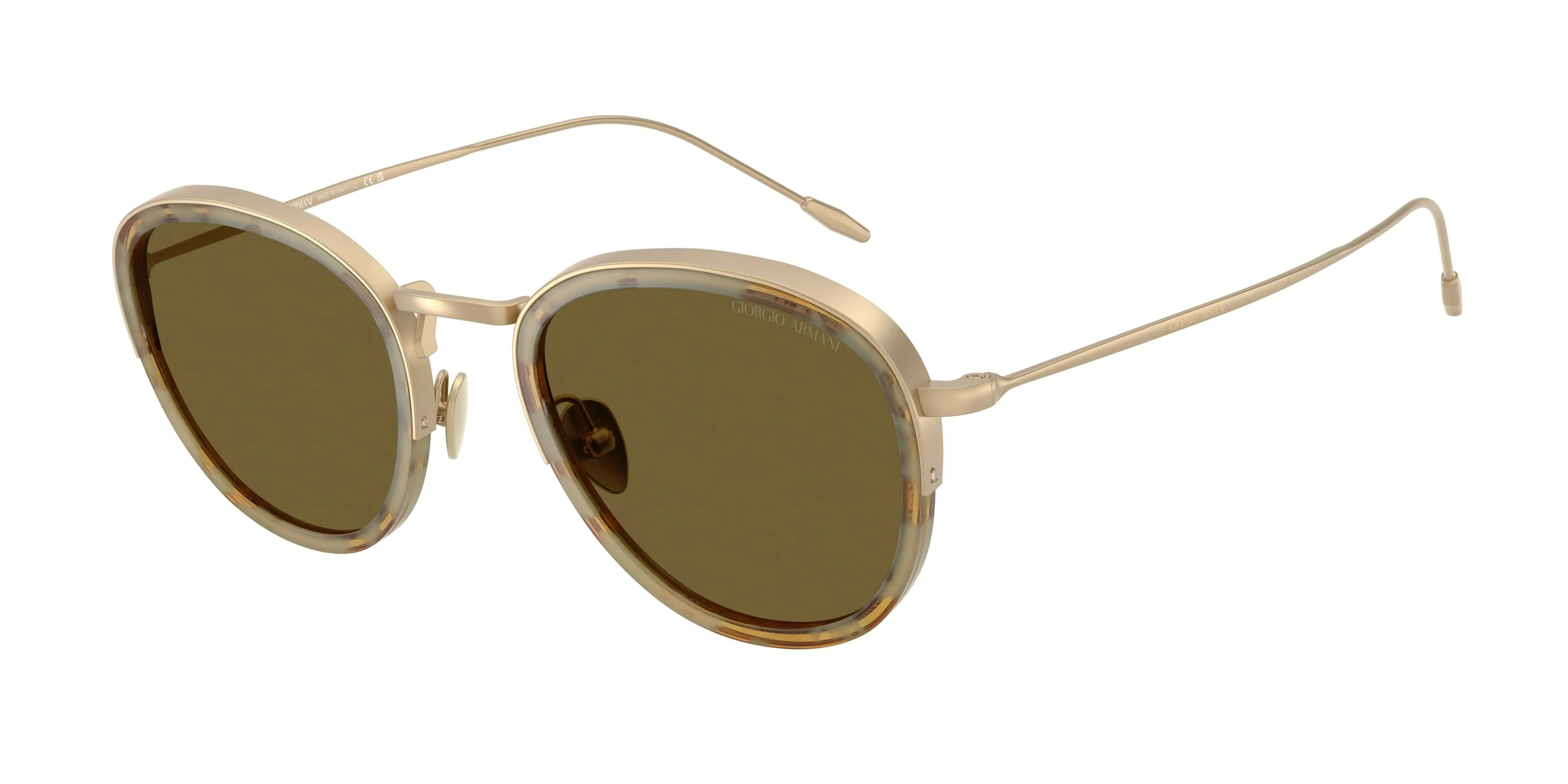 Giorgio Armani AR6068 630073 Occhiali da sole Metallo Oro Marrone Rotonda Normale - immagine 1