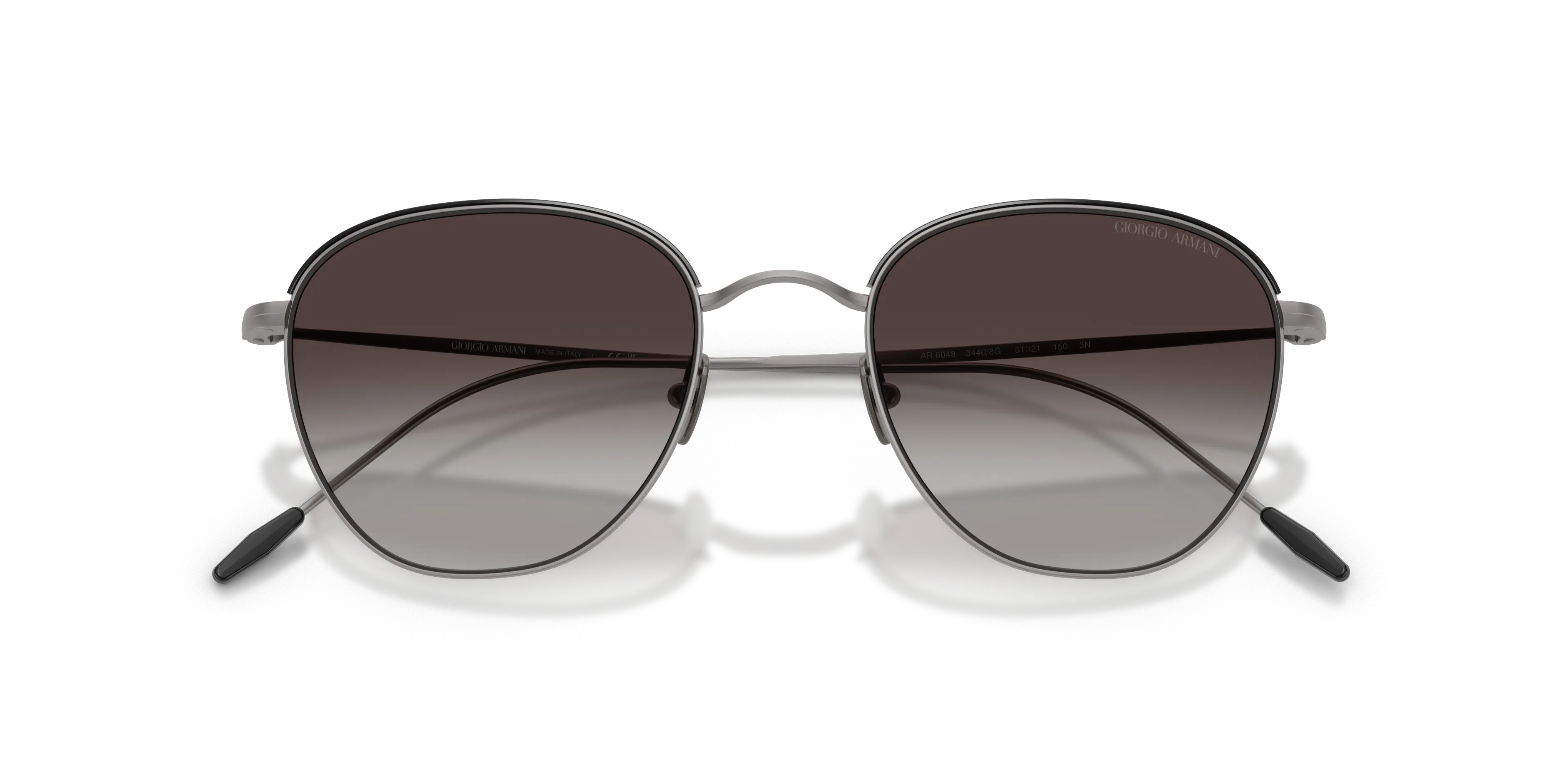 Giorgio Armani AR6048 34408G Occhiali da sole Acciaio Grigio Grigio Squadrata Normale Sfumato - immagine 2