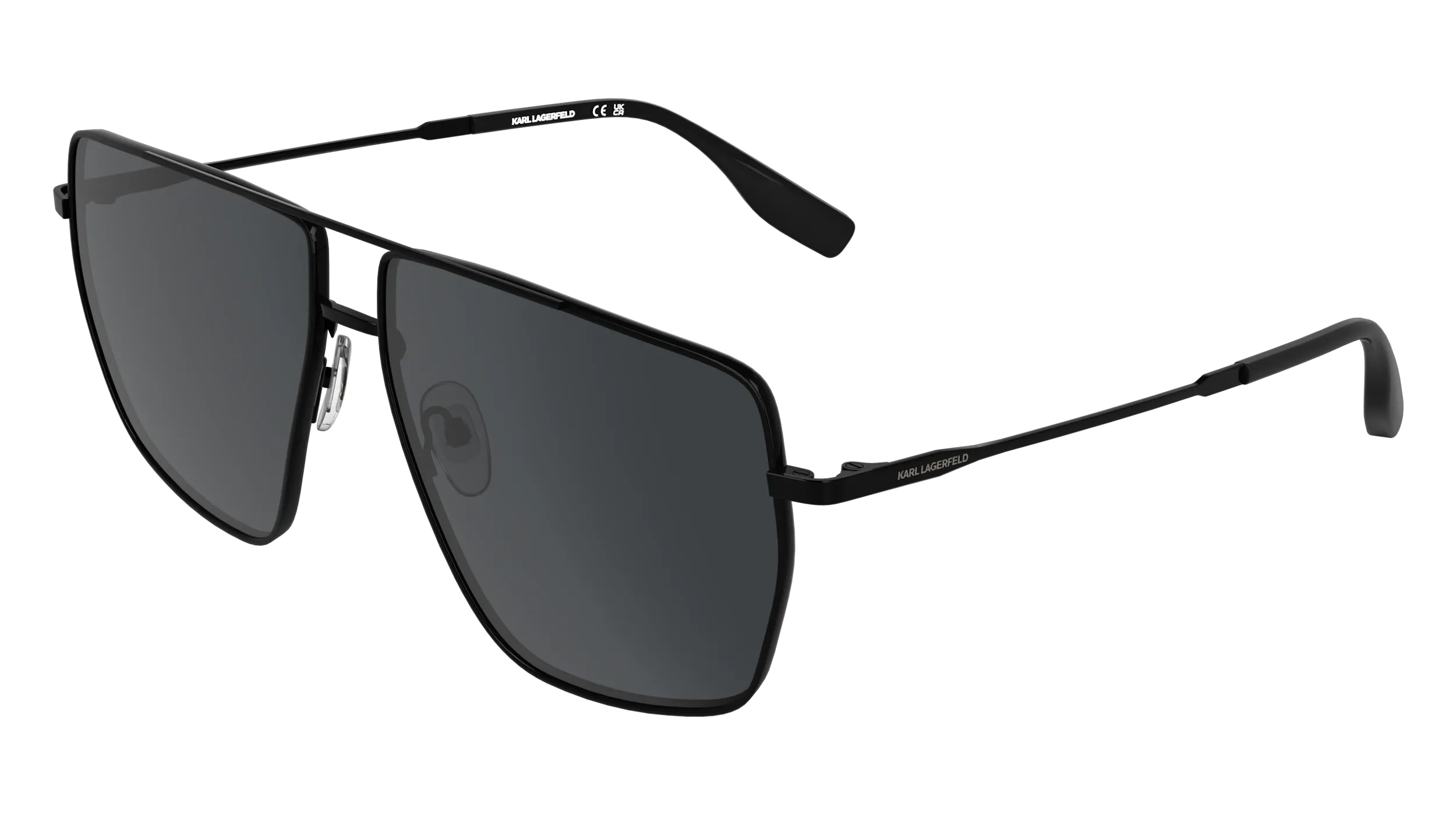 Karl Lagerfeld KL370S 001 Occhiali da sole Metallo Nero Fumo Squadrata Normale - immagine 1