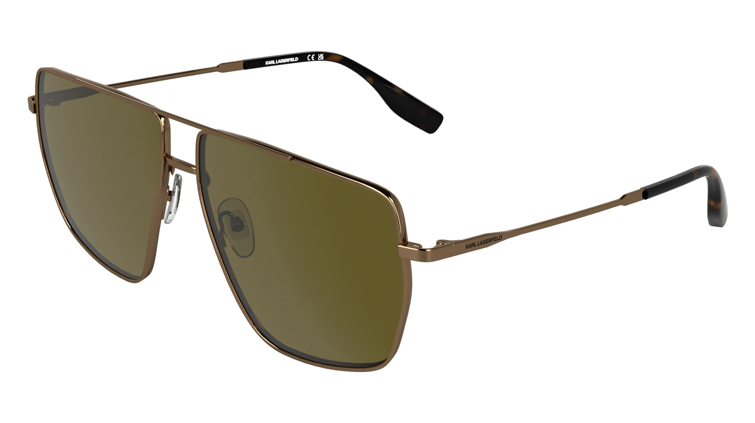 Karl Lagerfeld KL370S 717 Occhiali da sole Metallo Oro Marrone Squadrata Normale - immagine 1