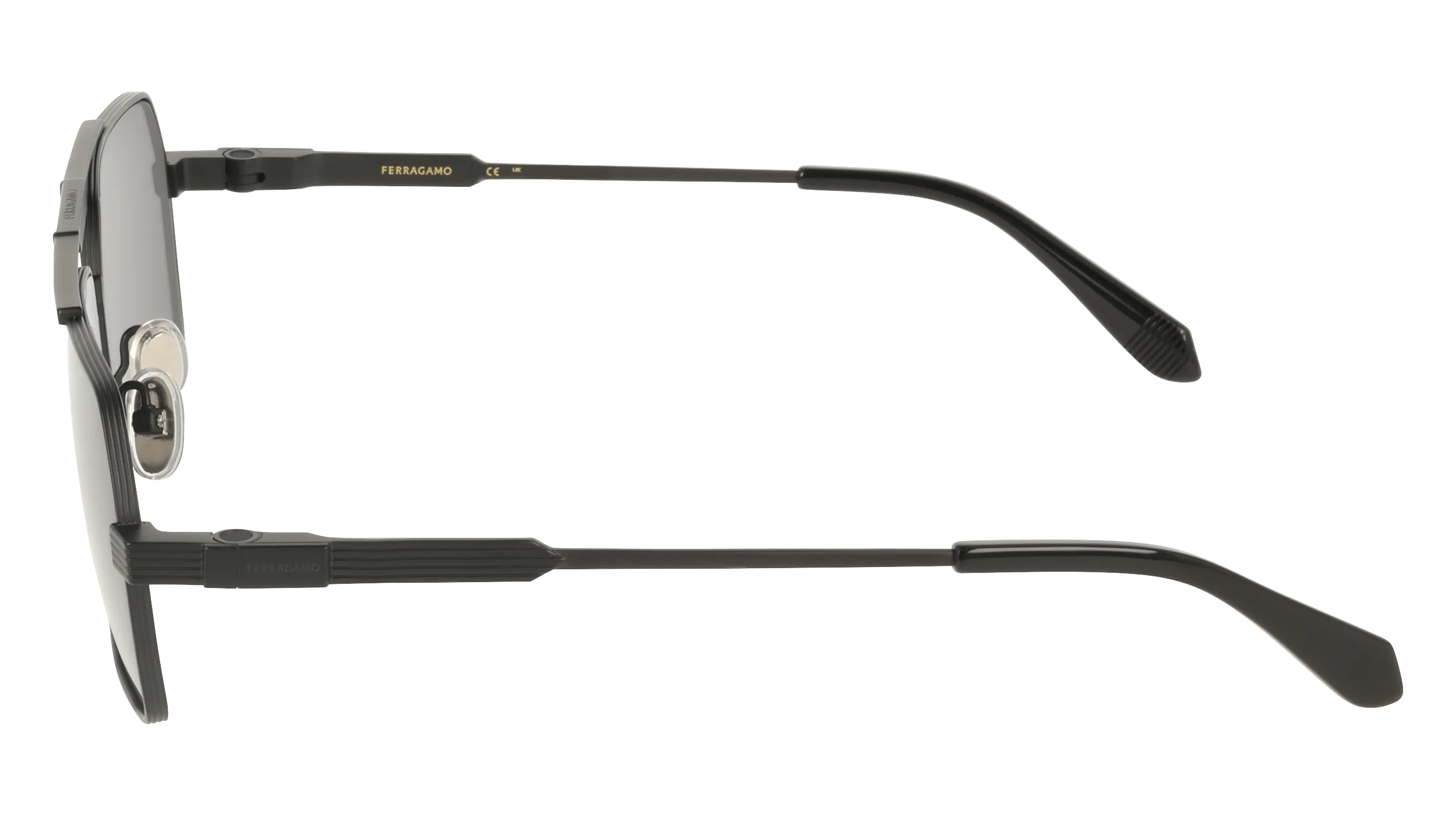 Ferragamo SF332S 002 Occhiali da sole Titanio Nero Grigio Squadrata Normale - immagine 3
