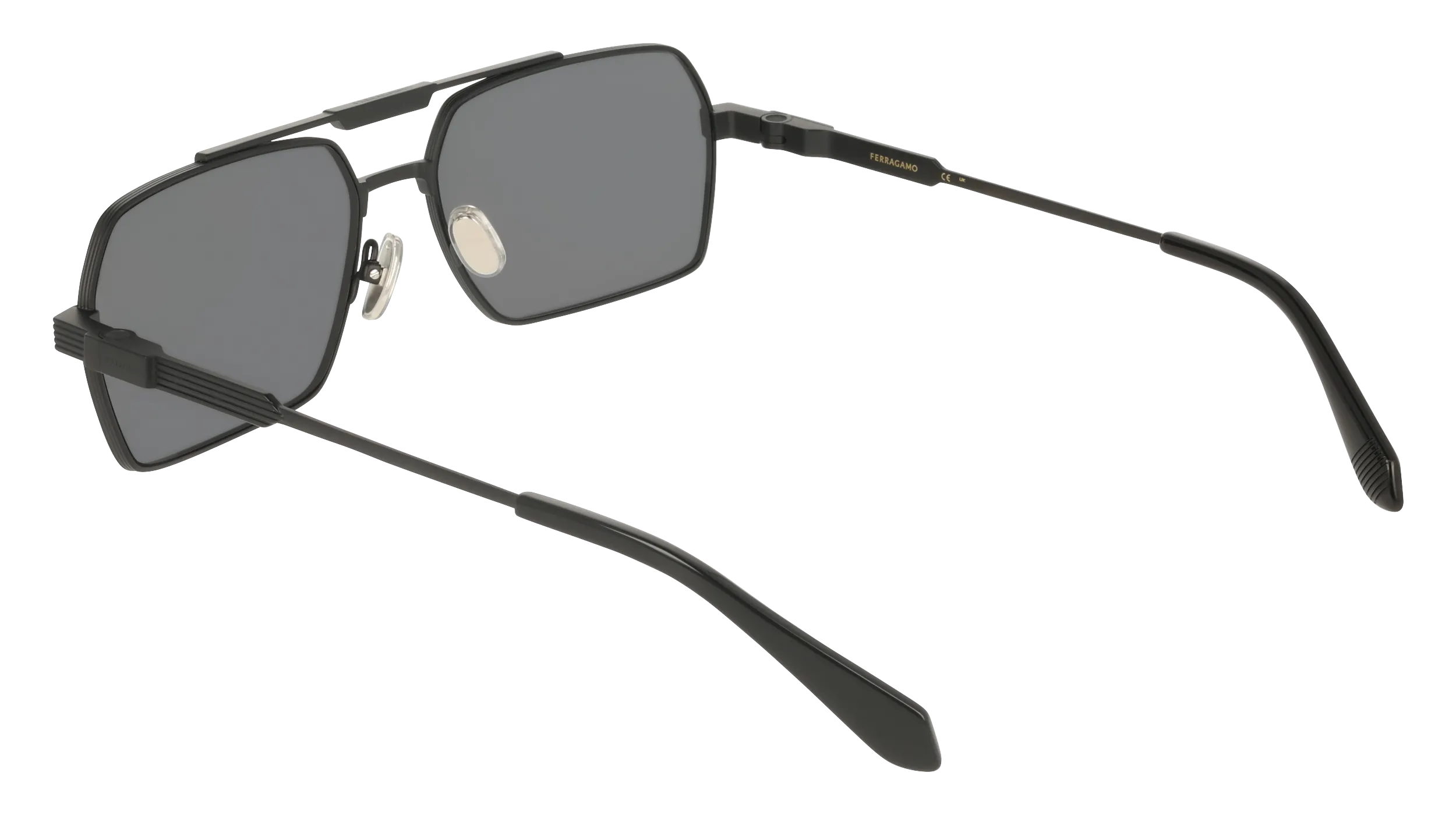 Ferragamo SF332S 002 Occhiali da sole Titanio Nero Grigio Squadrata Normale - immagine 4