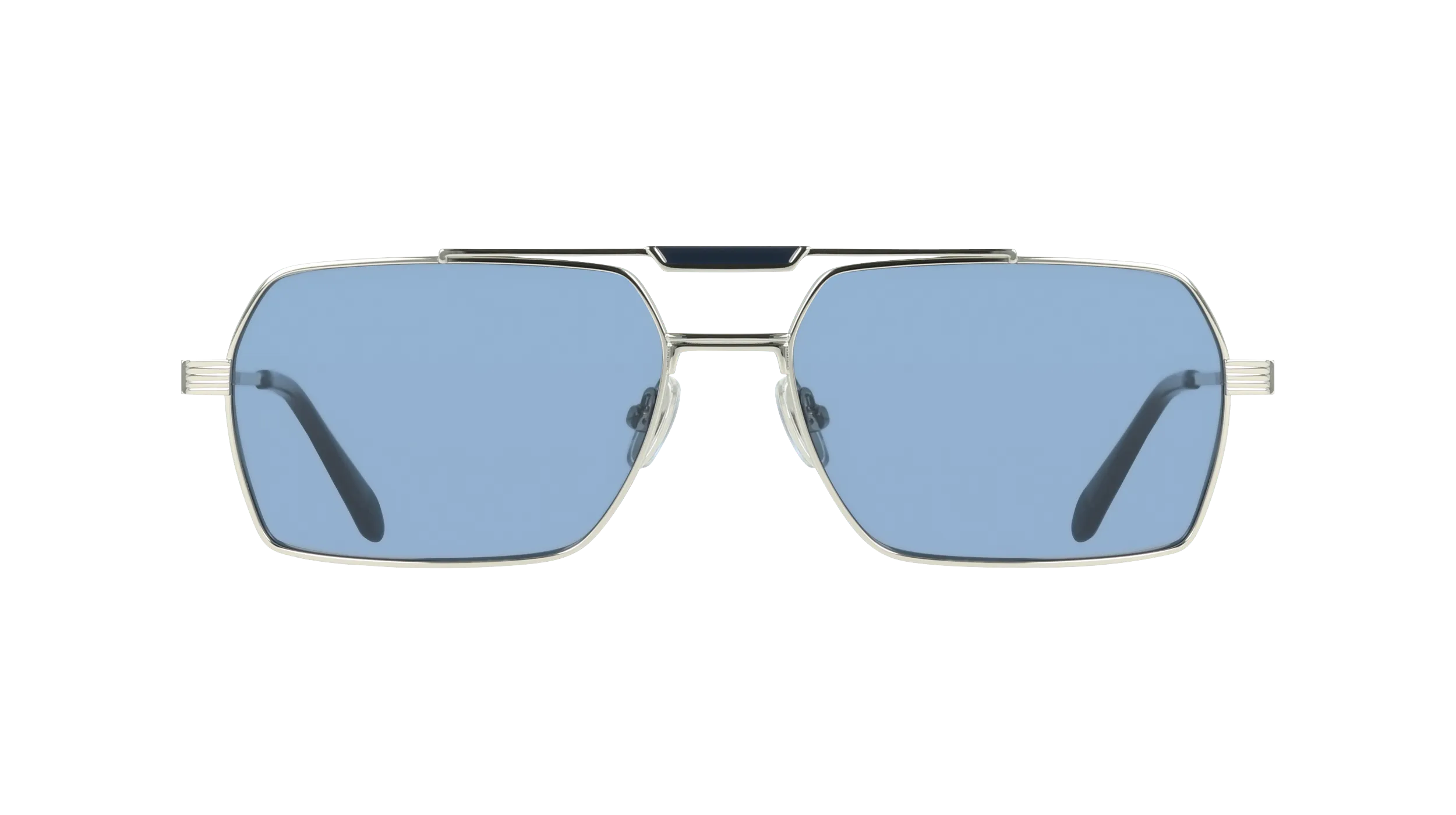 Ferragamo SF332S 042 Occhiali da sole Titanio Argento Blu Squadrata Normale - immagine 2