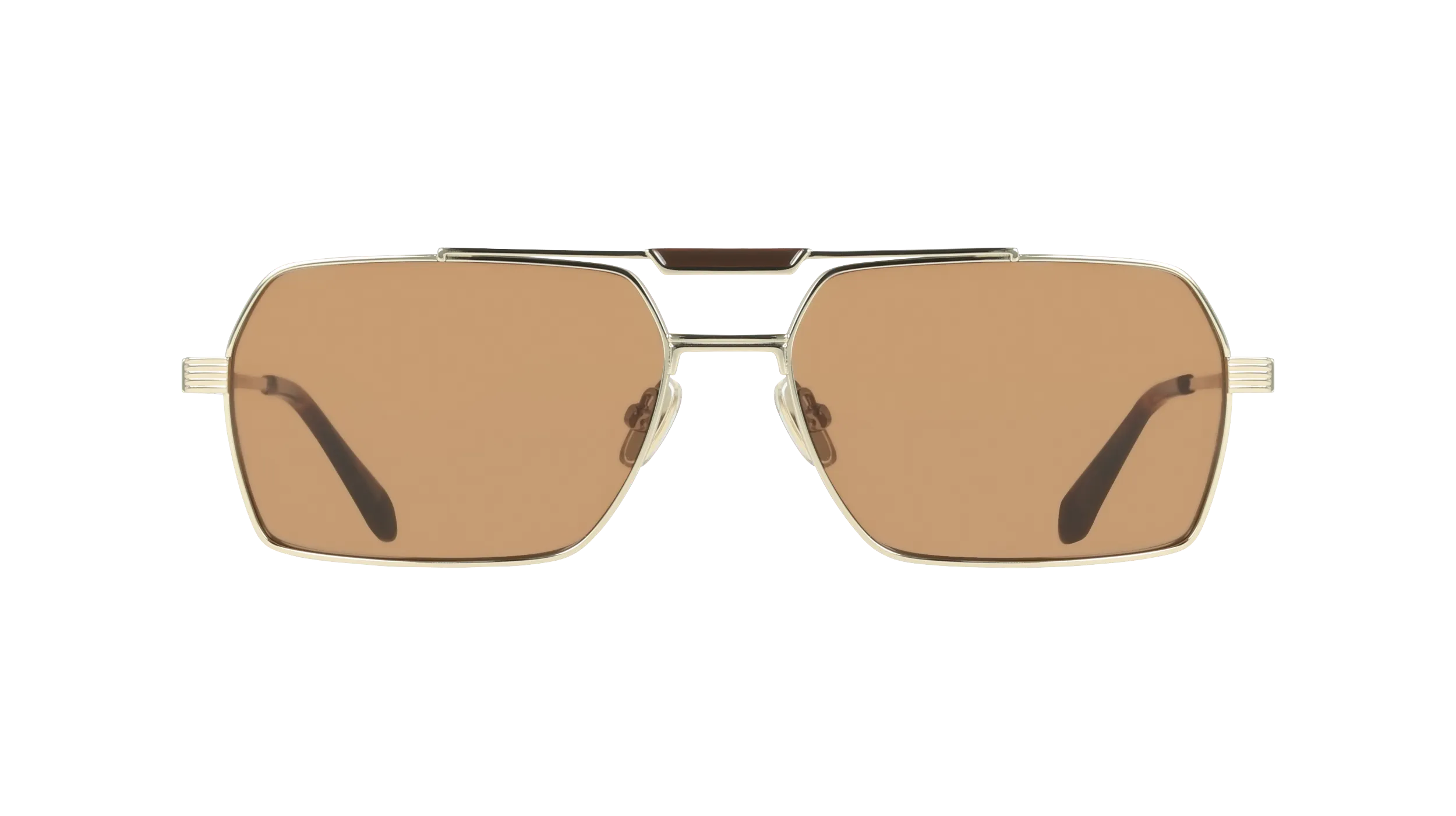 Ferragamo SF332S 745 Occhiali da sole Titanio Oro Marrone Squadrata Normale - immagine 2