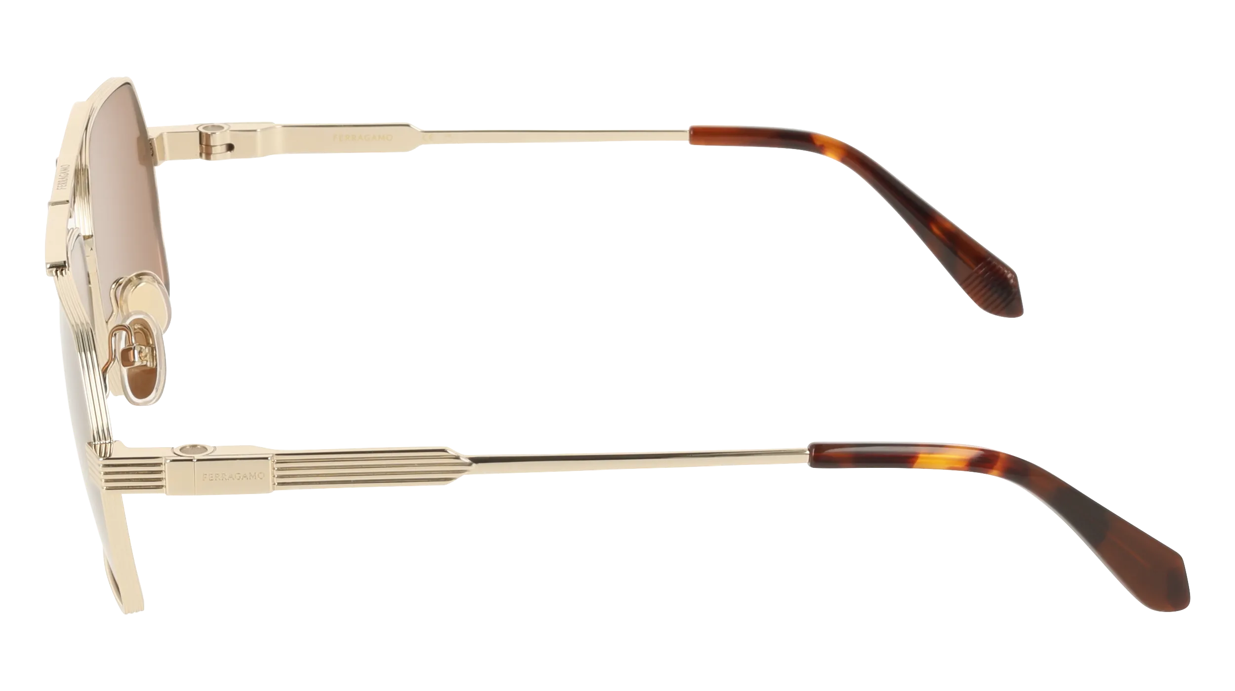Ferragamo SF332S 745 Occhiali da sole Titanio Oro Marrone Squadrata Normale - immagine 3