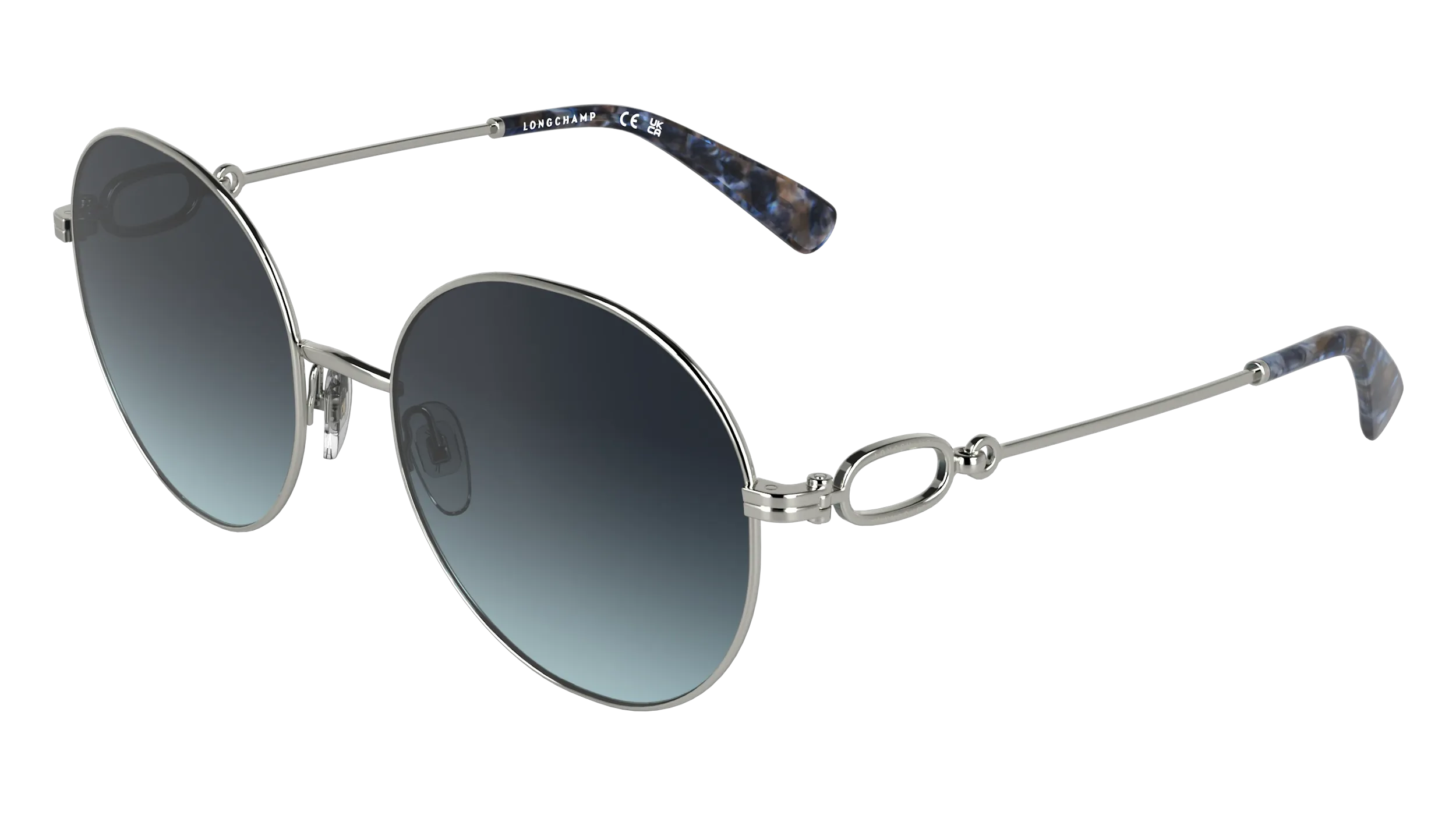 LONGCHAMP LO188S 042 Occhiali da sole Metallo Argento Rotonda Normale - immagine 1