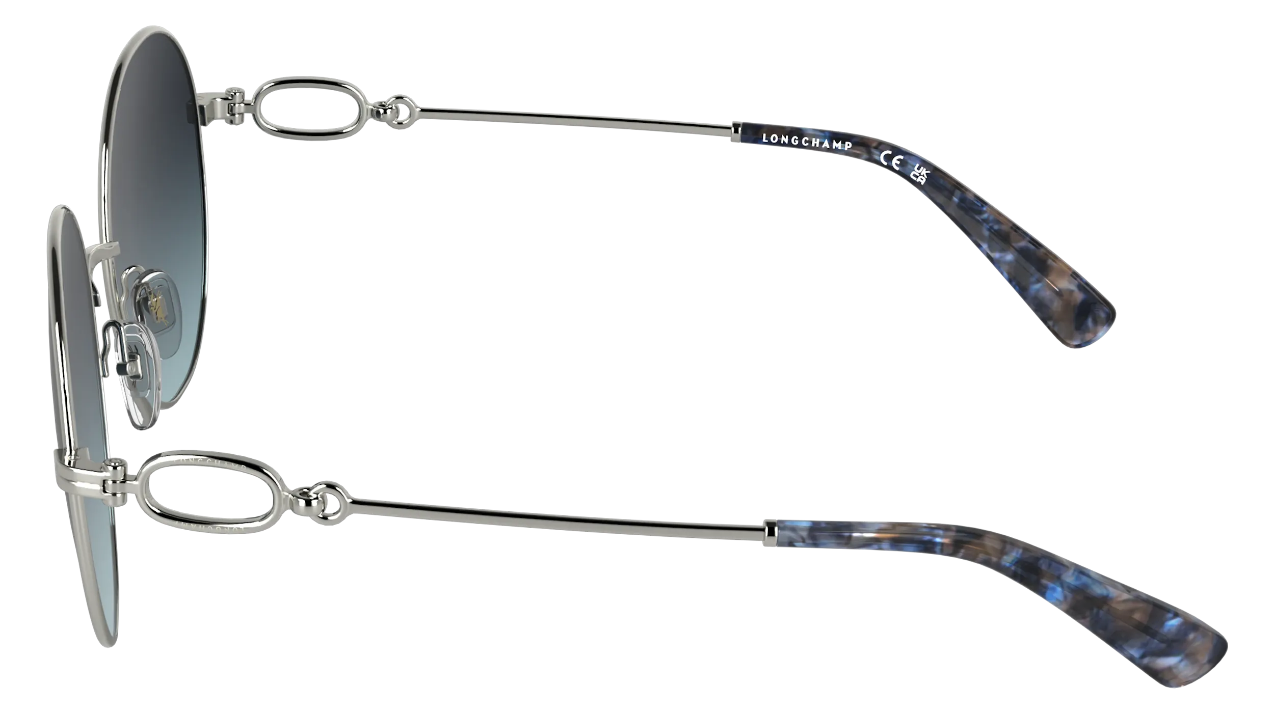 LONGCHAMP LO188S 042 Occhiali da sole Metallo Argento Rotonda Normale - immagine 3