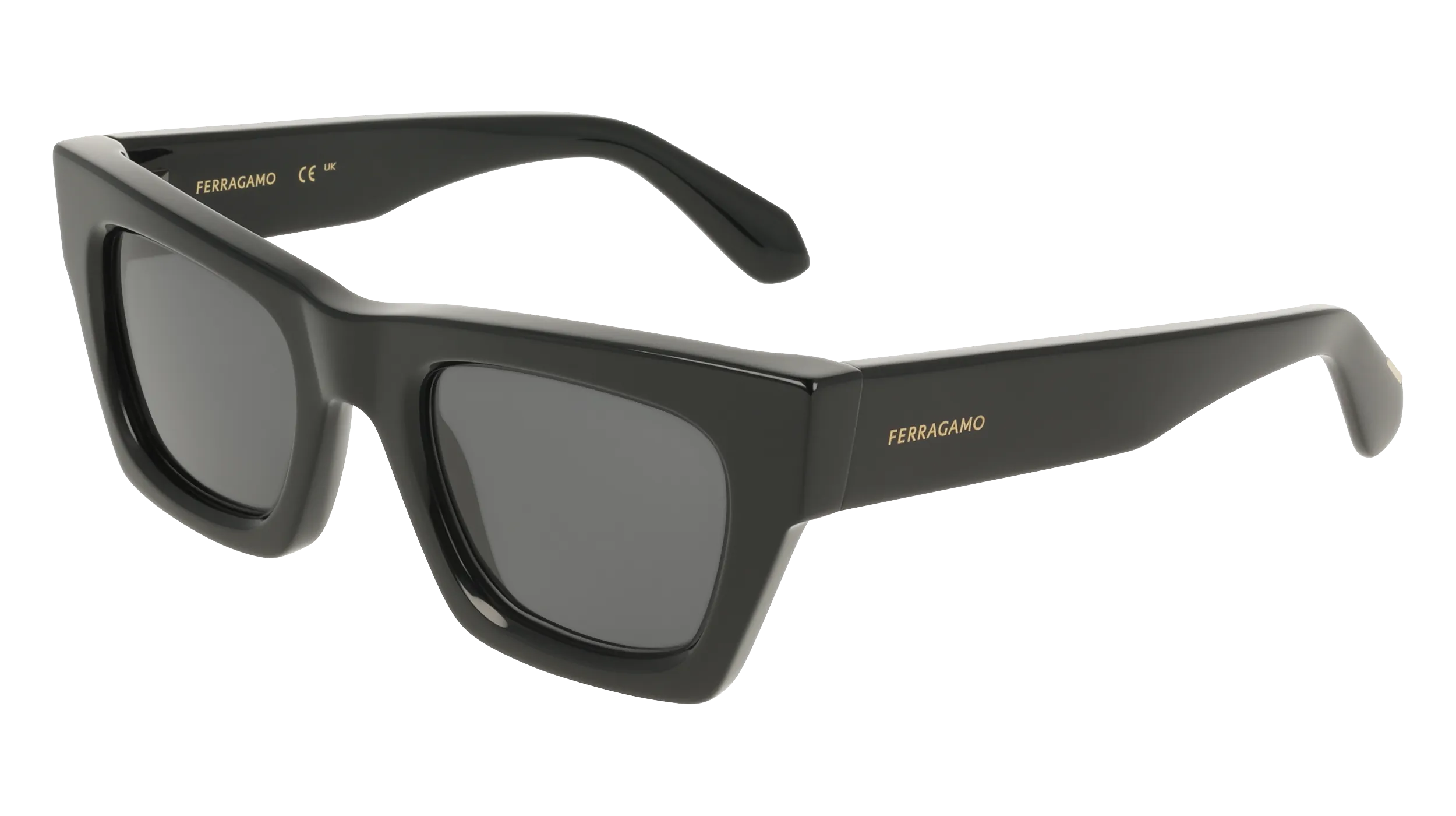 Ferragamo SF2105S 001 Occhiali da sole Acetato Nero Grigio Cat Eye Normale - immagine 1