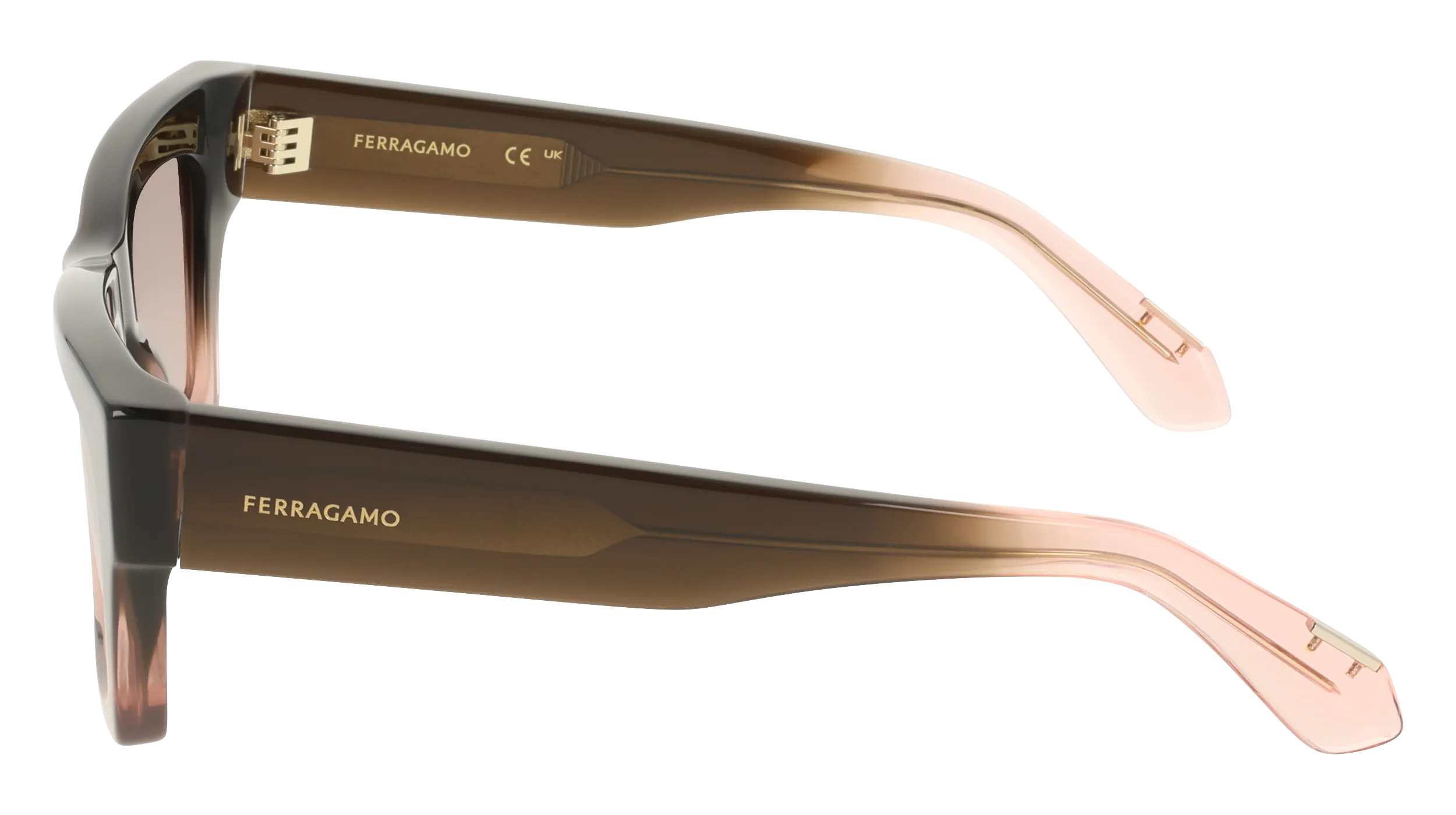 Ferragamo SF2105S 234 Occhiali da sole Acetato Marrone Cat Eye Normale - immagine 3