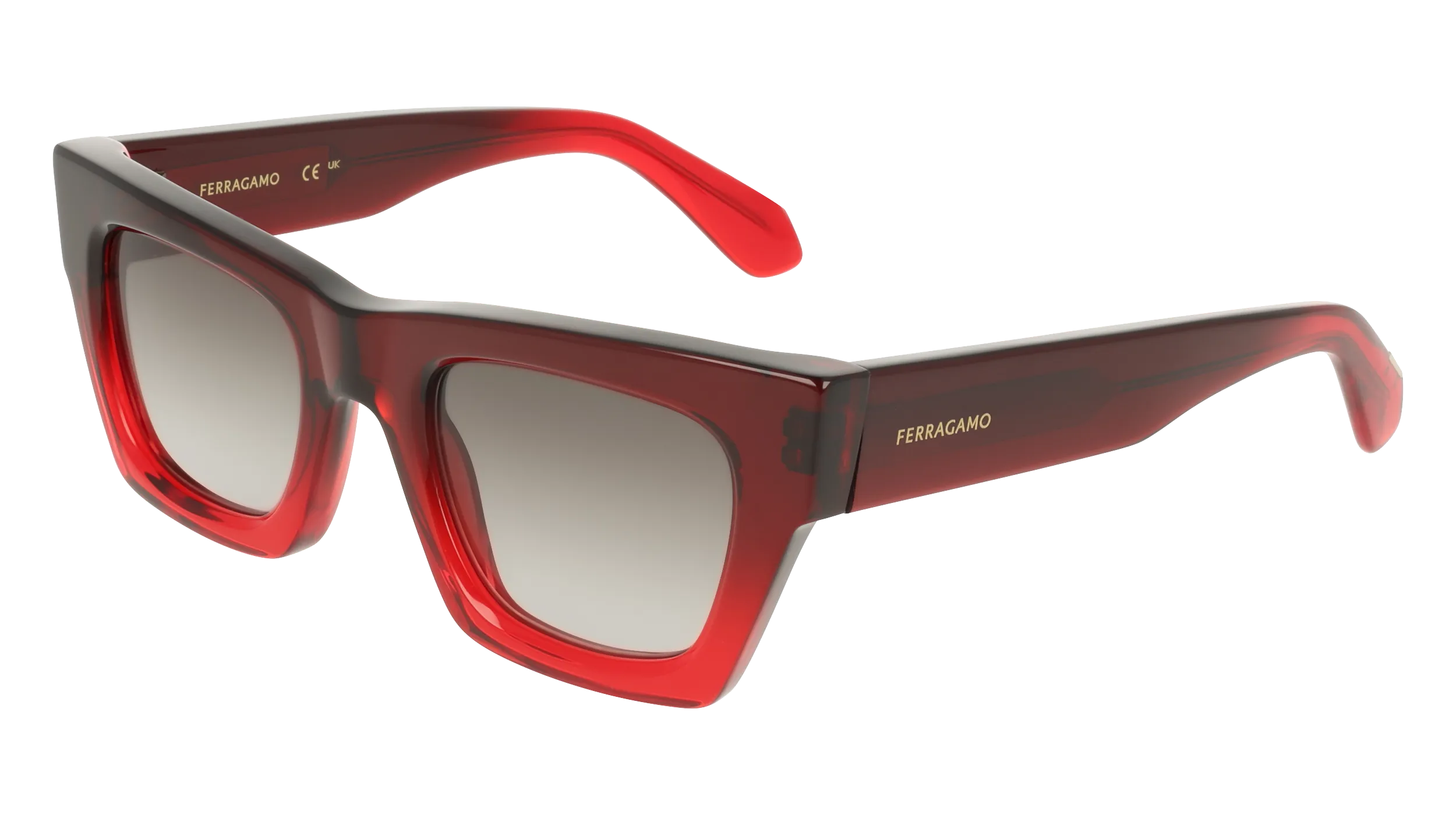 Ferragamo SF2105S 615 Occhiali da sole Acetato Rosso Cat Eye Normale - immagine 1