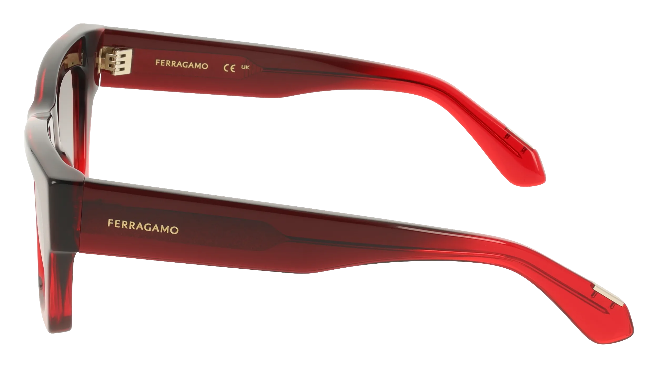 Ferragamo SF2105S 615 Occhiali da sole Acetato Rosso Cat Eye Normale - immagine 3