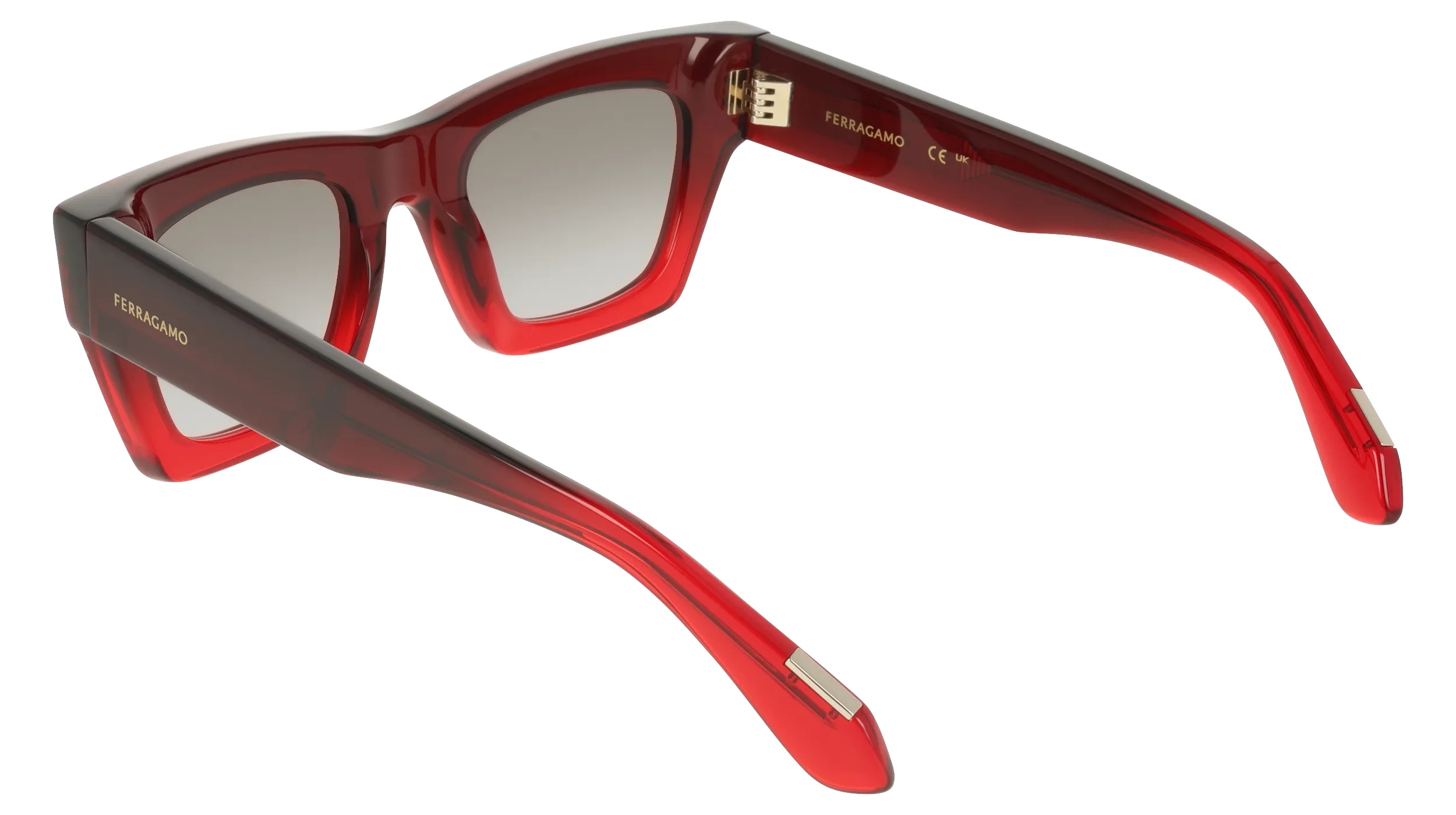 Ferragamo SF2105S 615 Occhiali da sole Acetato Rosso Cat Eye Normale - immagine 4