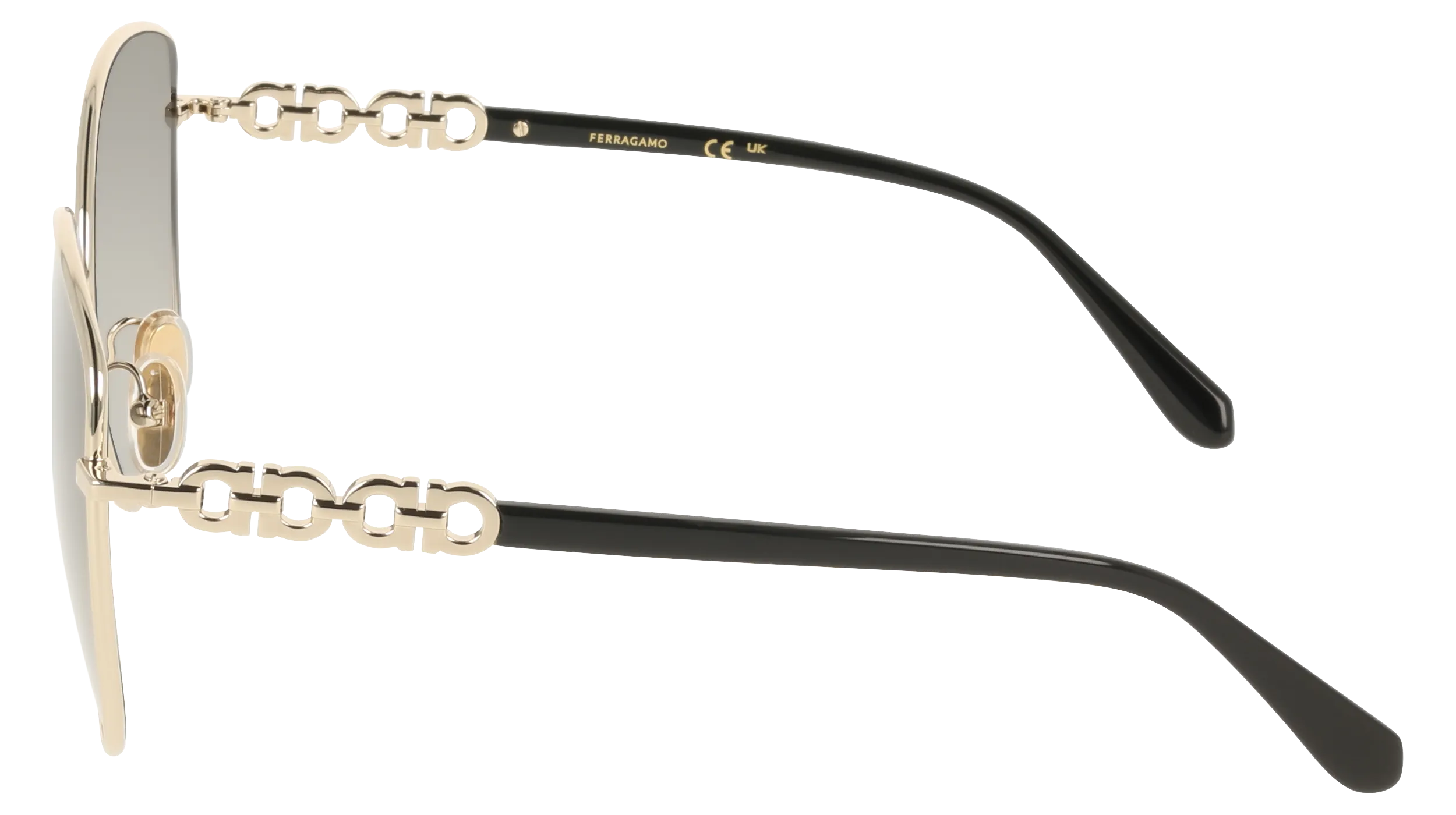 Ferragamo SF339S 738 Occhiali da sole Metallo Oro Squadrata Normale - immagine 3