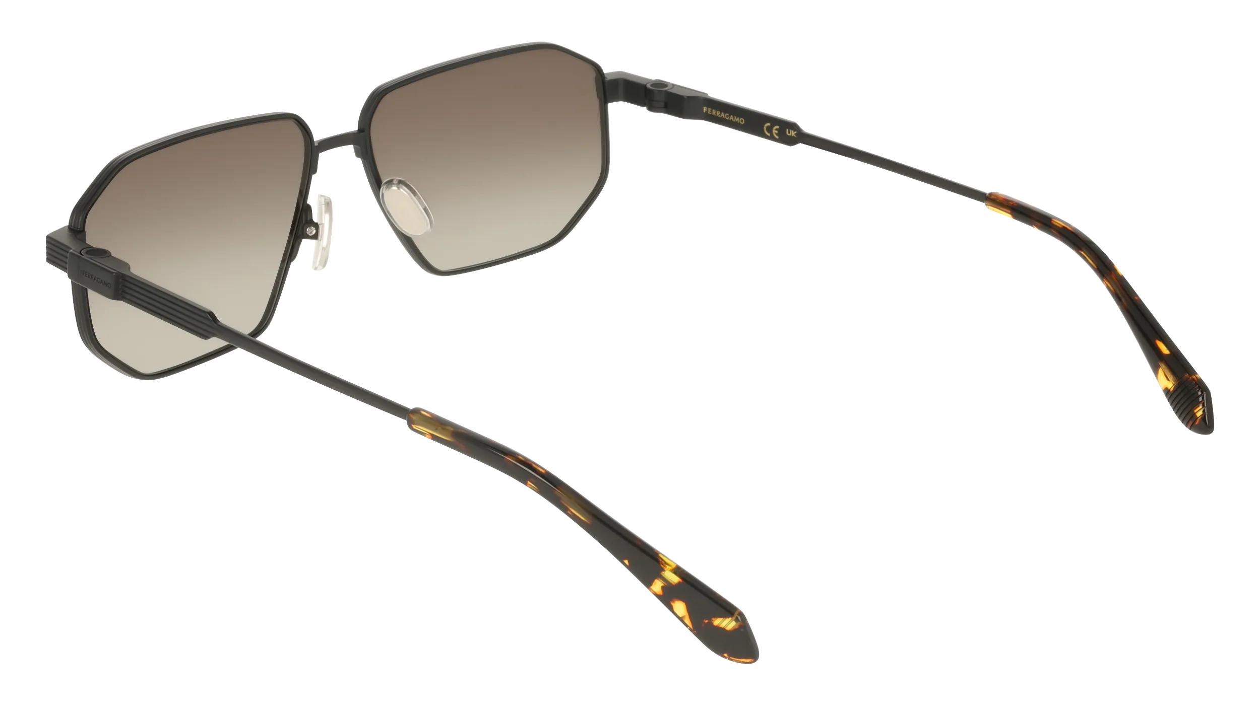 Ferragamo SF340S 002 Occhiali da sole Titanio Nero Marrone Squadrata Normale - immagine 4