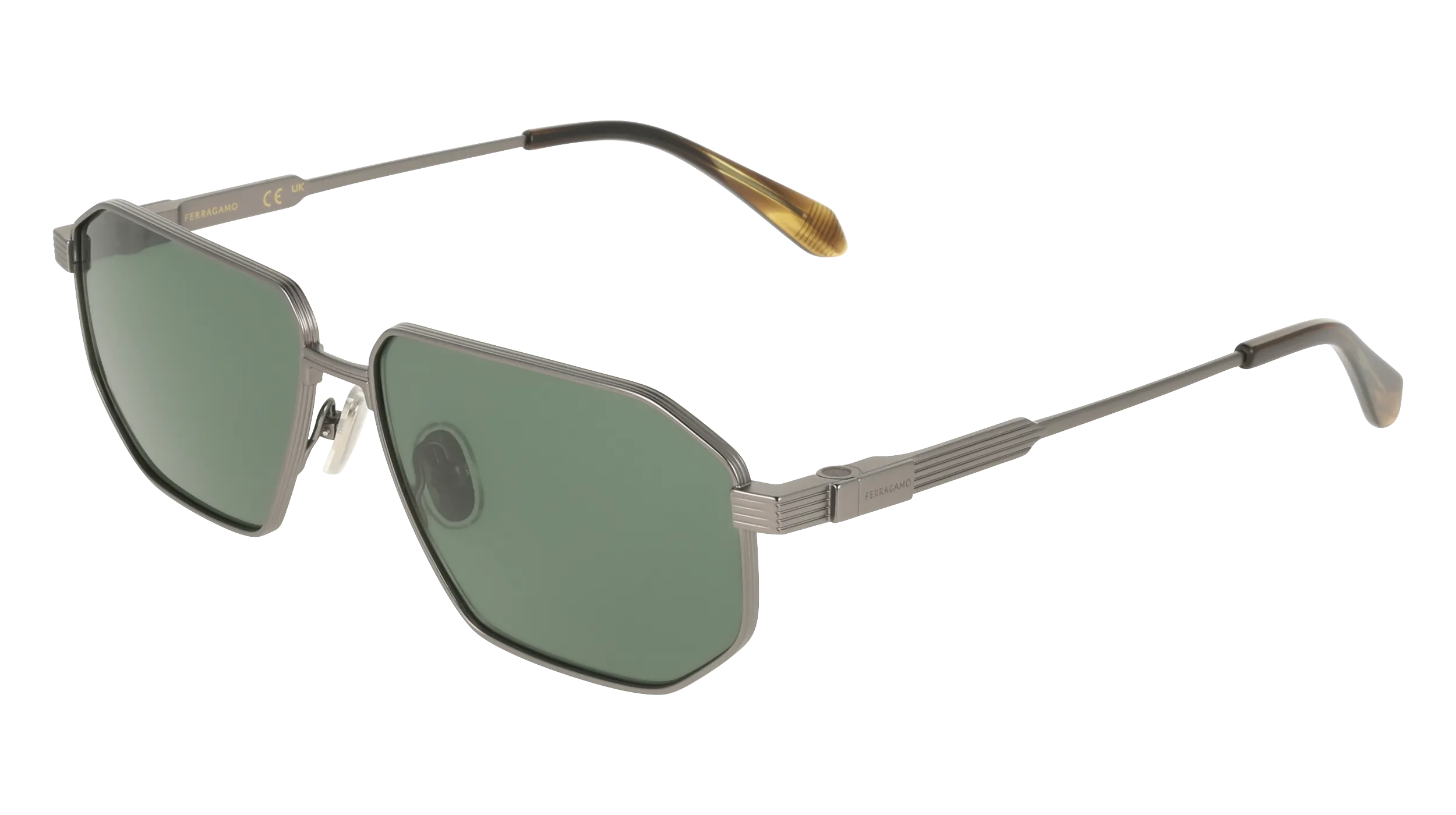Ferragamo SF340S 071 Occhiali da sole Titanio Rutenio Squadrata Normale - immagine 1