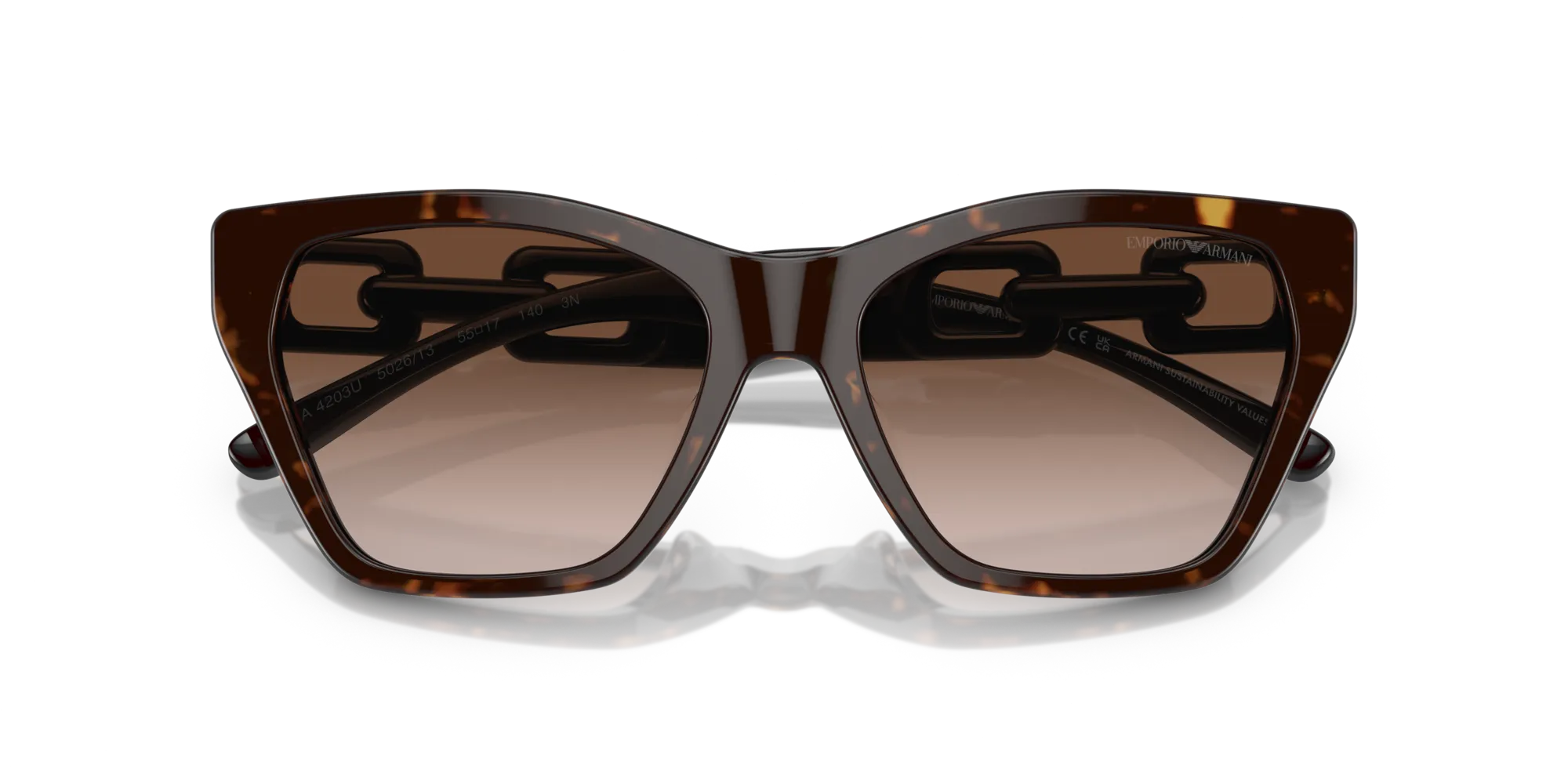 Emporio Armani EA4203U 502613 Occhiali da sole Acetato Tartaruga Marrone Cat Eye Normale Sfumato - immagine 2