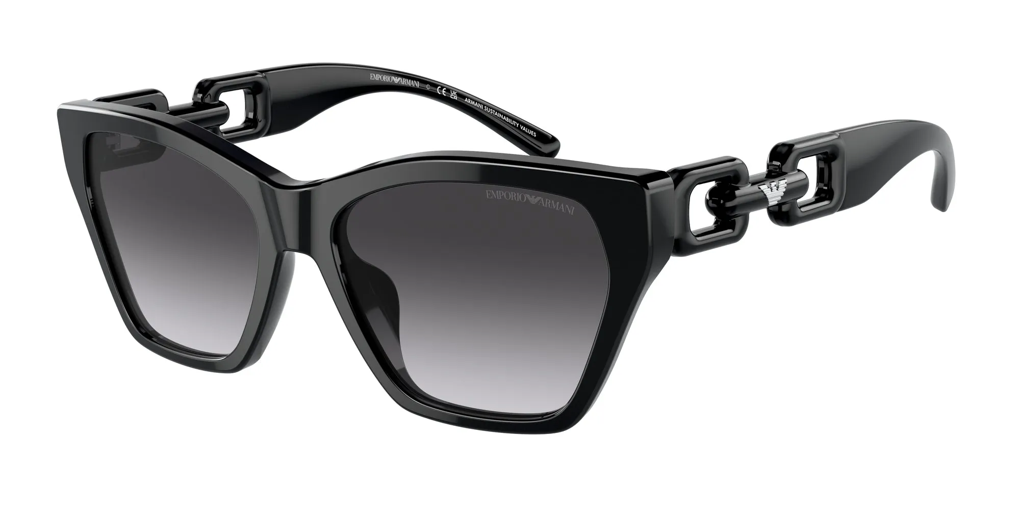 Emporio Armani EA4203U 50178G Occhiali da sole Acetato Nero Grigio Cat Eye Normale Sfumato - immagine 1