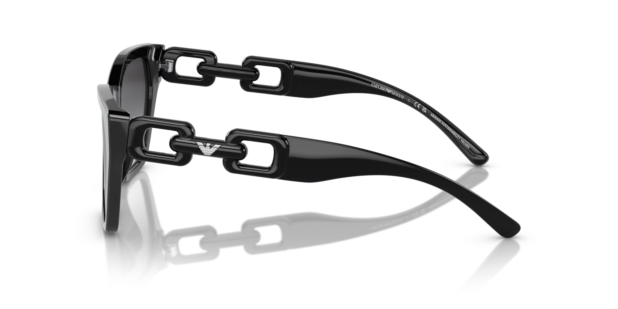 Emporio Armani EA4203U 50178G Occhiali da sole Acetato Nero Grigio Cat Eye Normale Sfumato - immagine 4