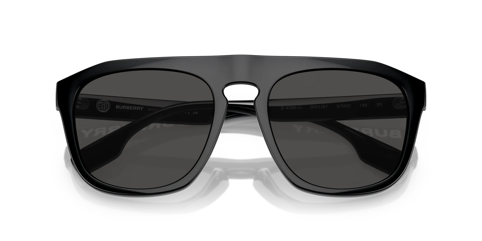 Burberry BE4396U WREN 300187 Occhiali da sole Iniettato Nero Grigio Squadrata Normale - immagine 2