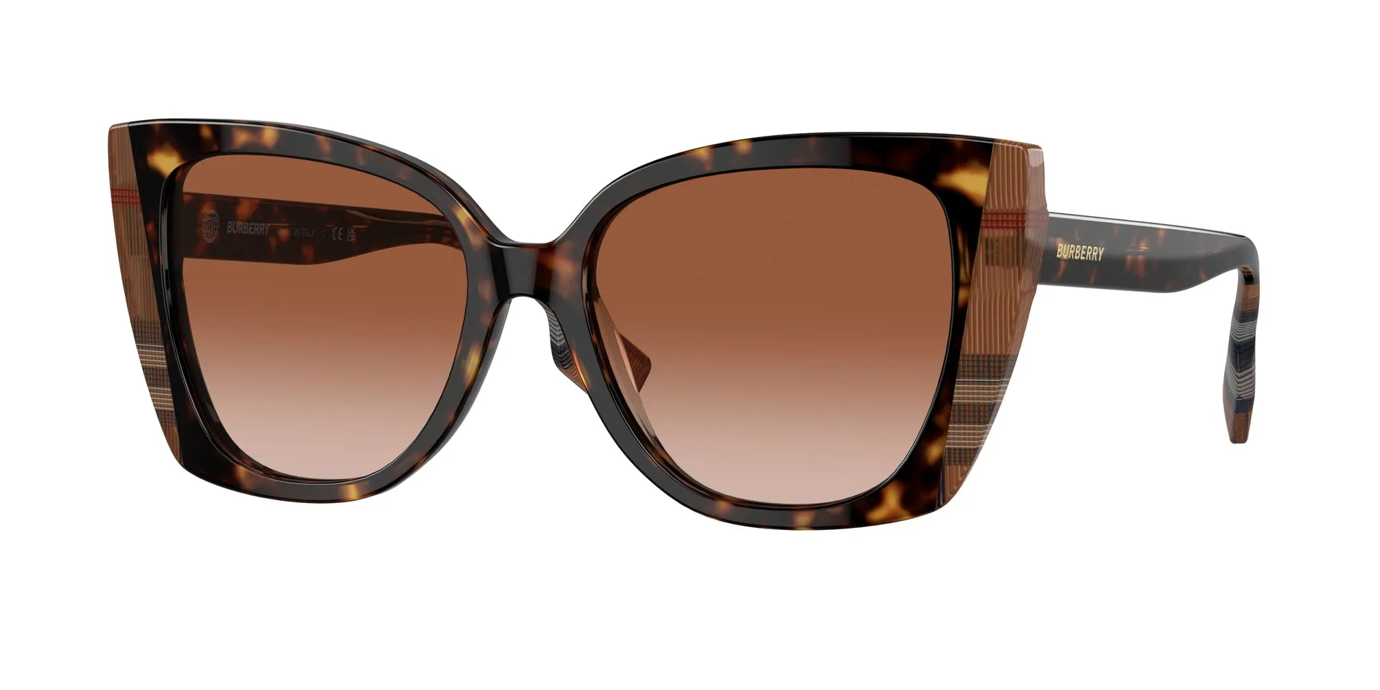 Burberry BE4393 MERYL 405313 Occhiali da sole Acetato Marrone Marrone Cat Eye Normale Sfumato - immagine 1