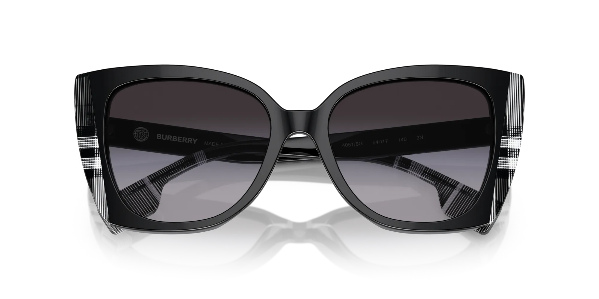 Burberry BE4393 MERYL 40518G Occhiali da sole Acetato Nero Grigio Cat Eye Normale Sfumato - immagine 2