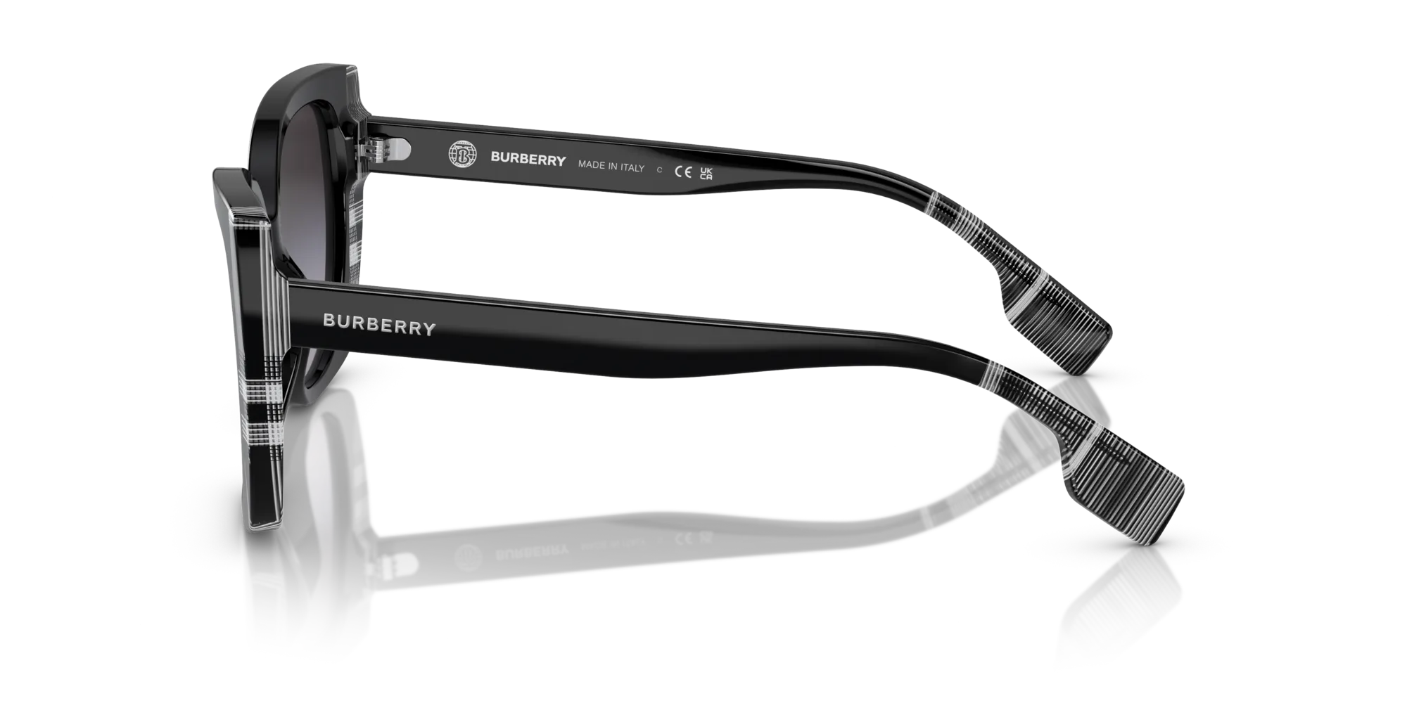 Burberry BE4393 MERYL 40518G Occhiali da sole Acetato Nero Grigio Cat Eye Normale Sfumato - immagine 4