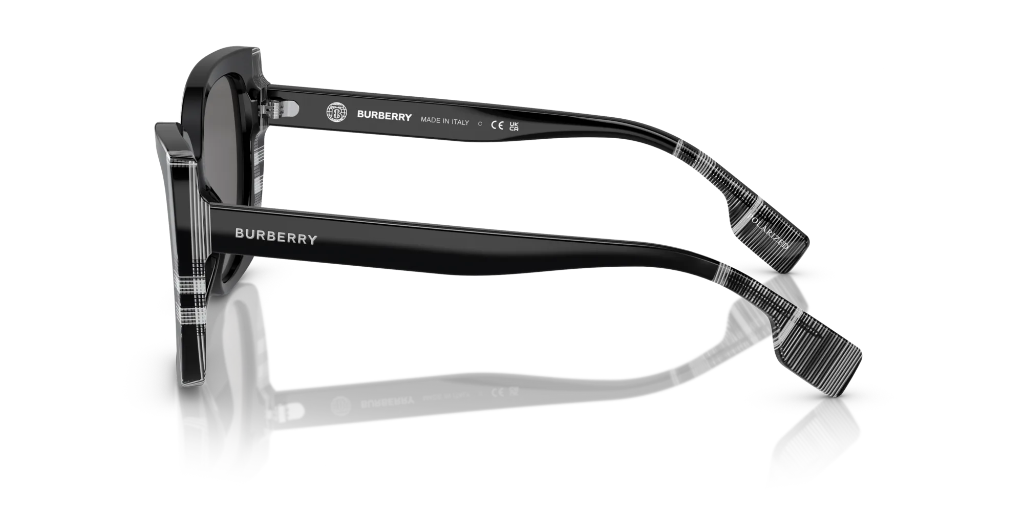 Burberry BE4393 MERYL 405181 Occhiali da sole Acetato Nero Grigio Cat Eye Polarizzata - immagine 4