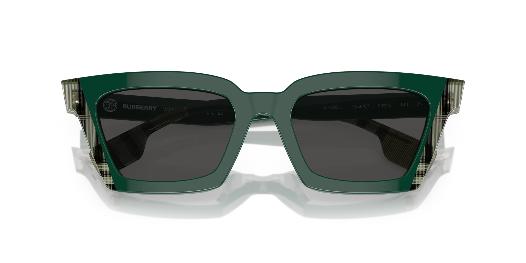 Burberry BE4392U BRIAR 405687 Occhiali da sole Acetato Verde Grigio Squadrata Normale - immagine 2