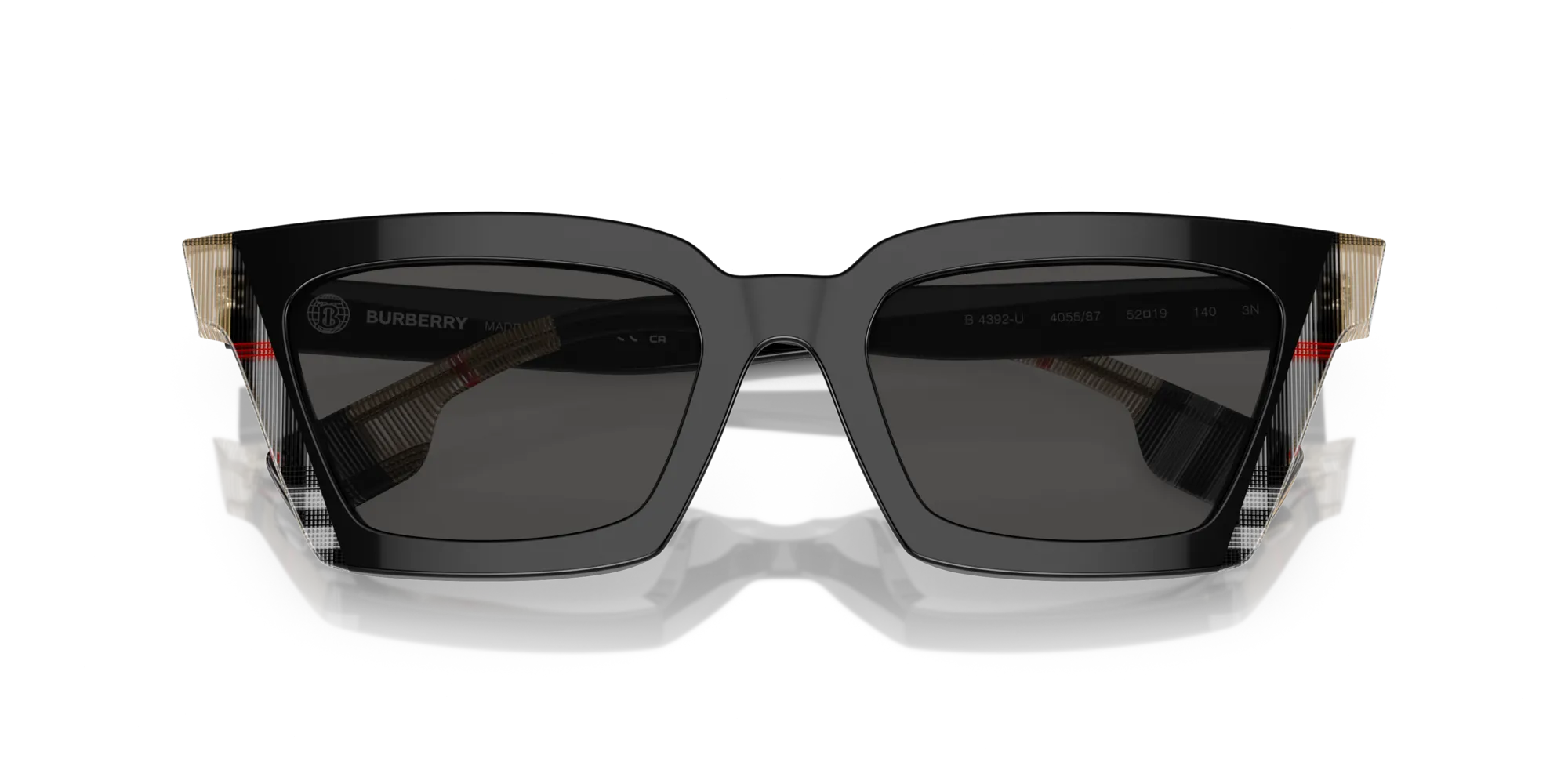 Burberry BE4392U BRIAR 405587 Occhiali da sole Acetato Nero Grigio Squadrata Normale - immagine 2