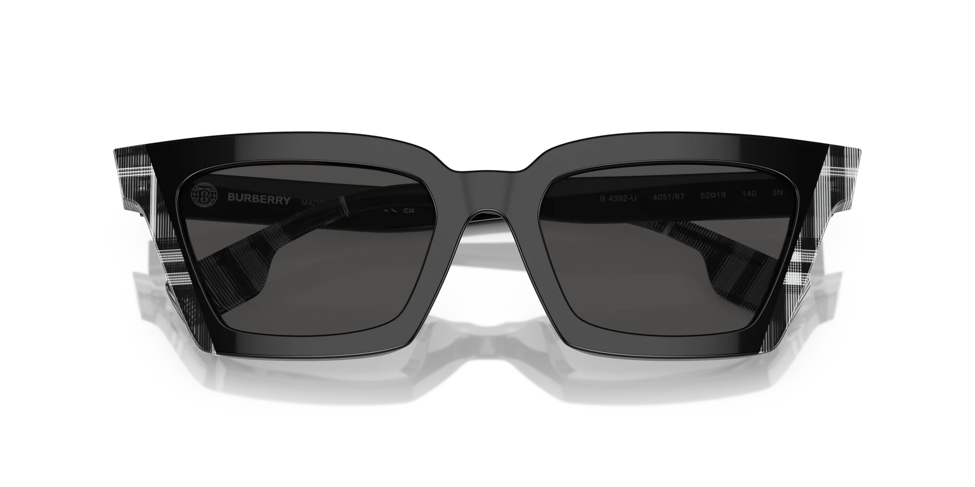 Burberry BE4392U BRIAR 405187 Occhiali da sole Acetato Nero Grigio Squadrata Normale - immagine 2
